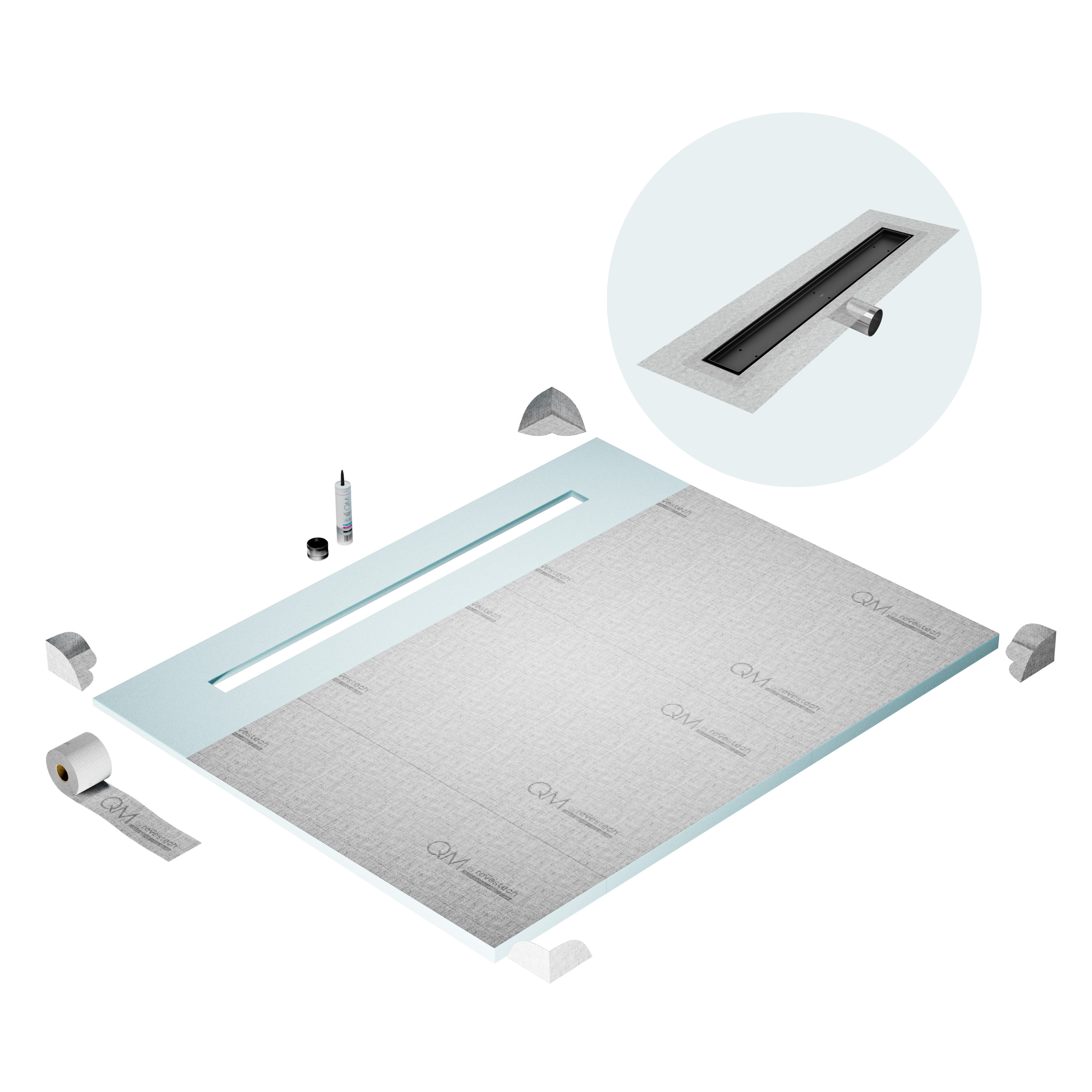 Curbless Mist (Tile-In) Shower Pan Kit Linear drain
