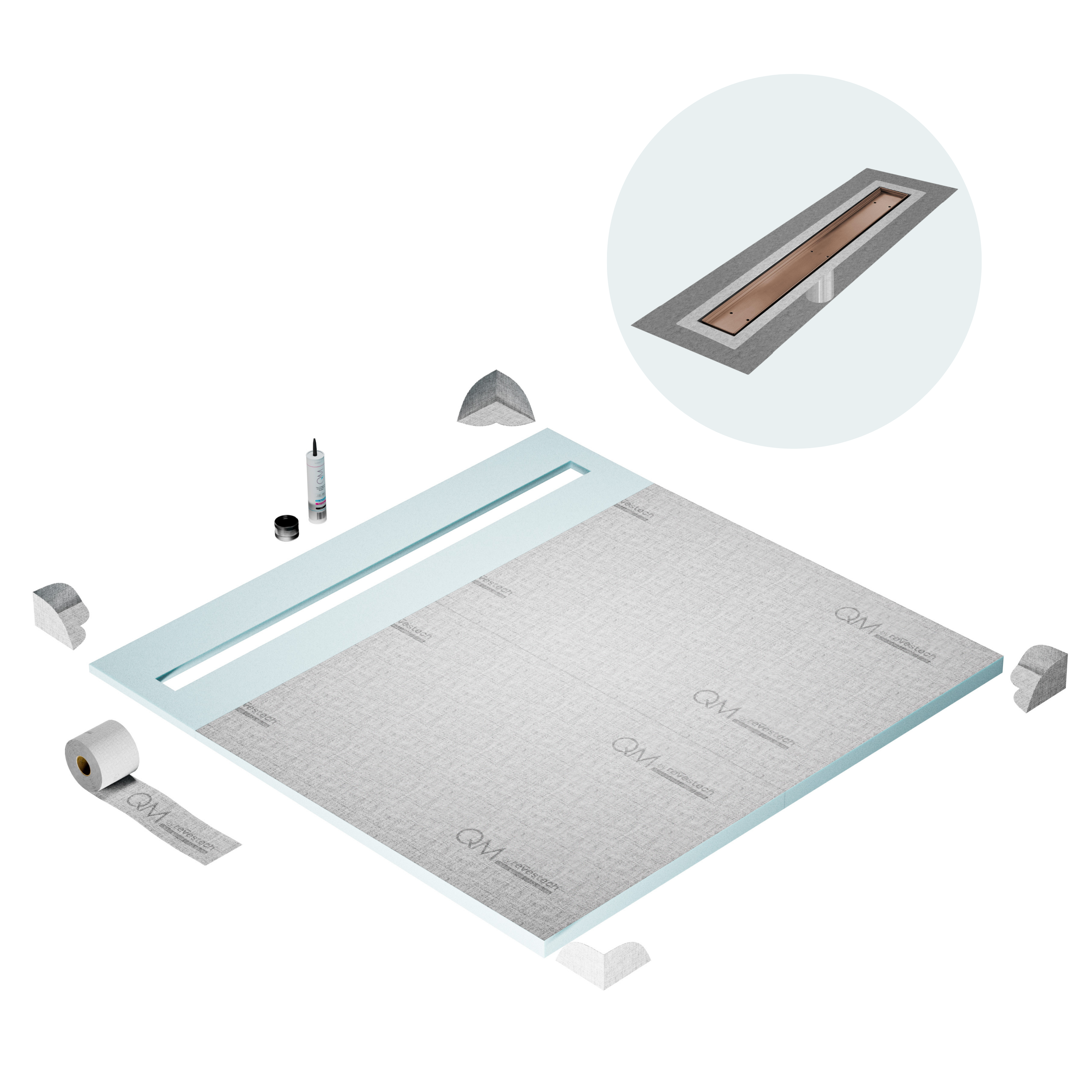 Curbless Mist (Tile-In) Shower Pan Kit Linear drain