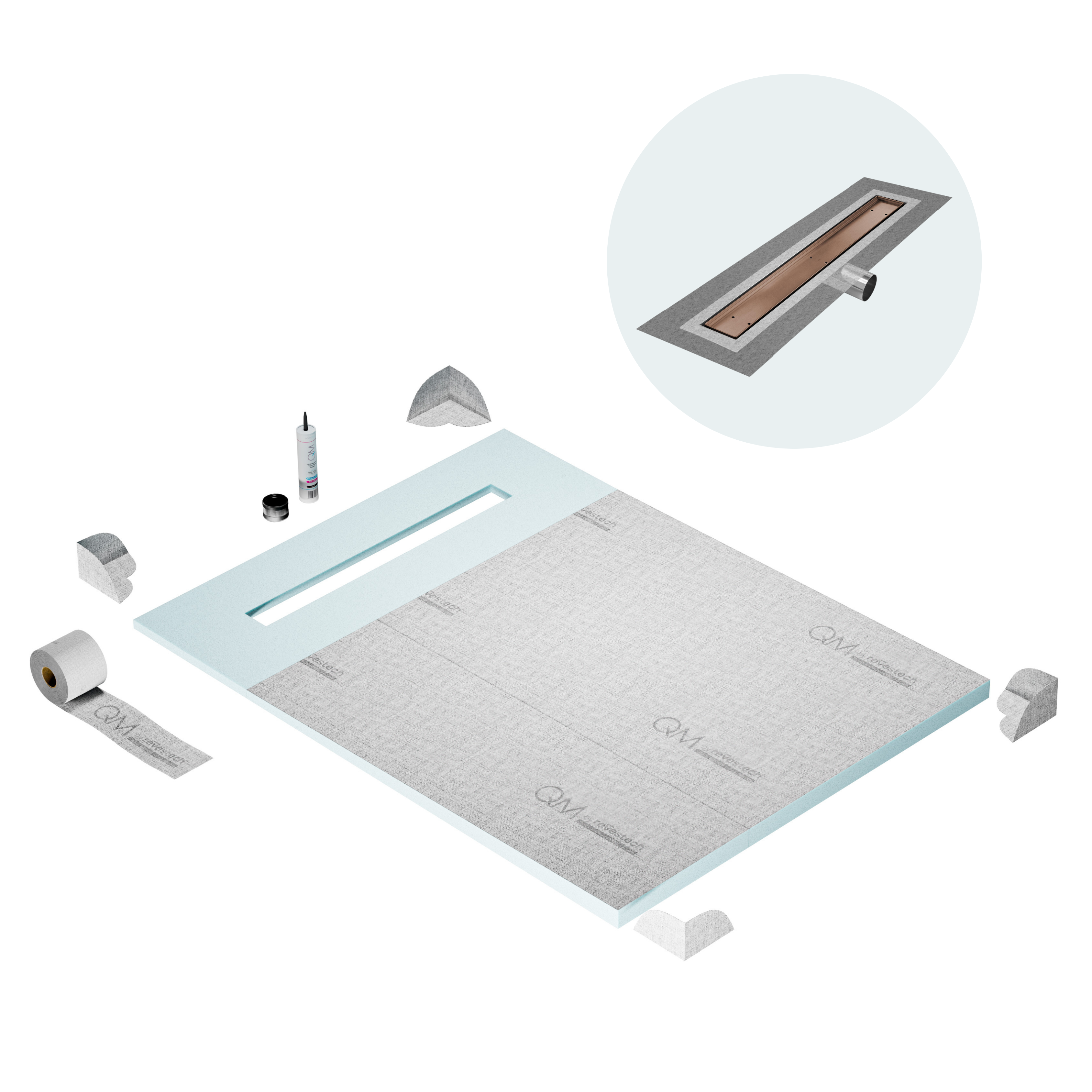 Curbless Mist (Tile-In) Shower Pan Kit Linear drain