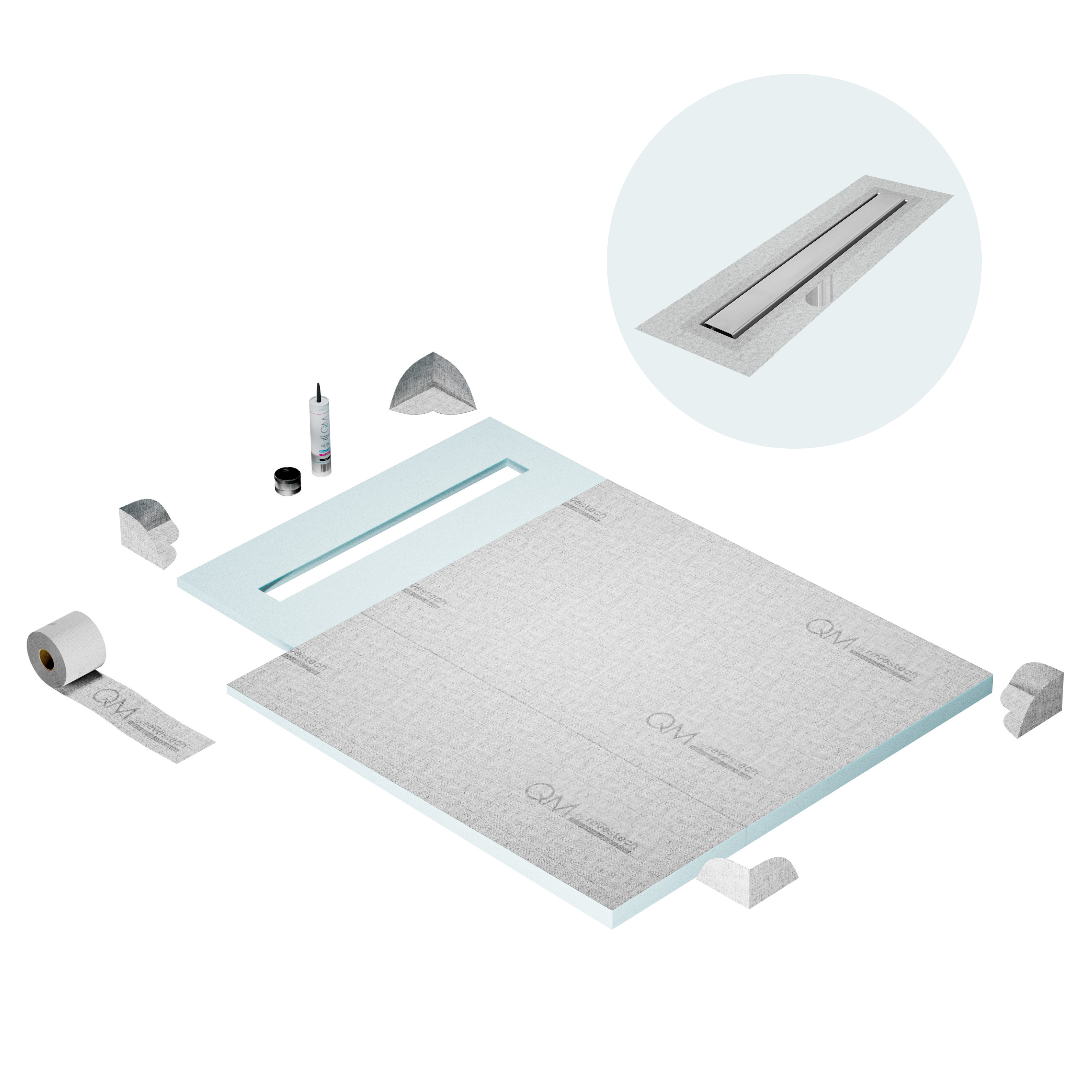 Curbless Mist (Tile-In) Shower Pan Kit Linear drain