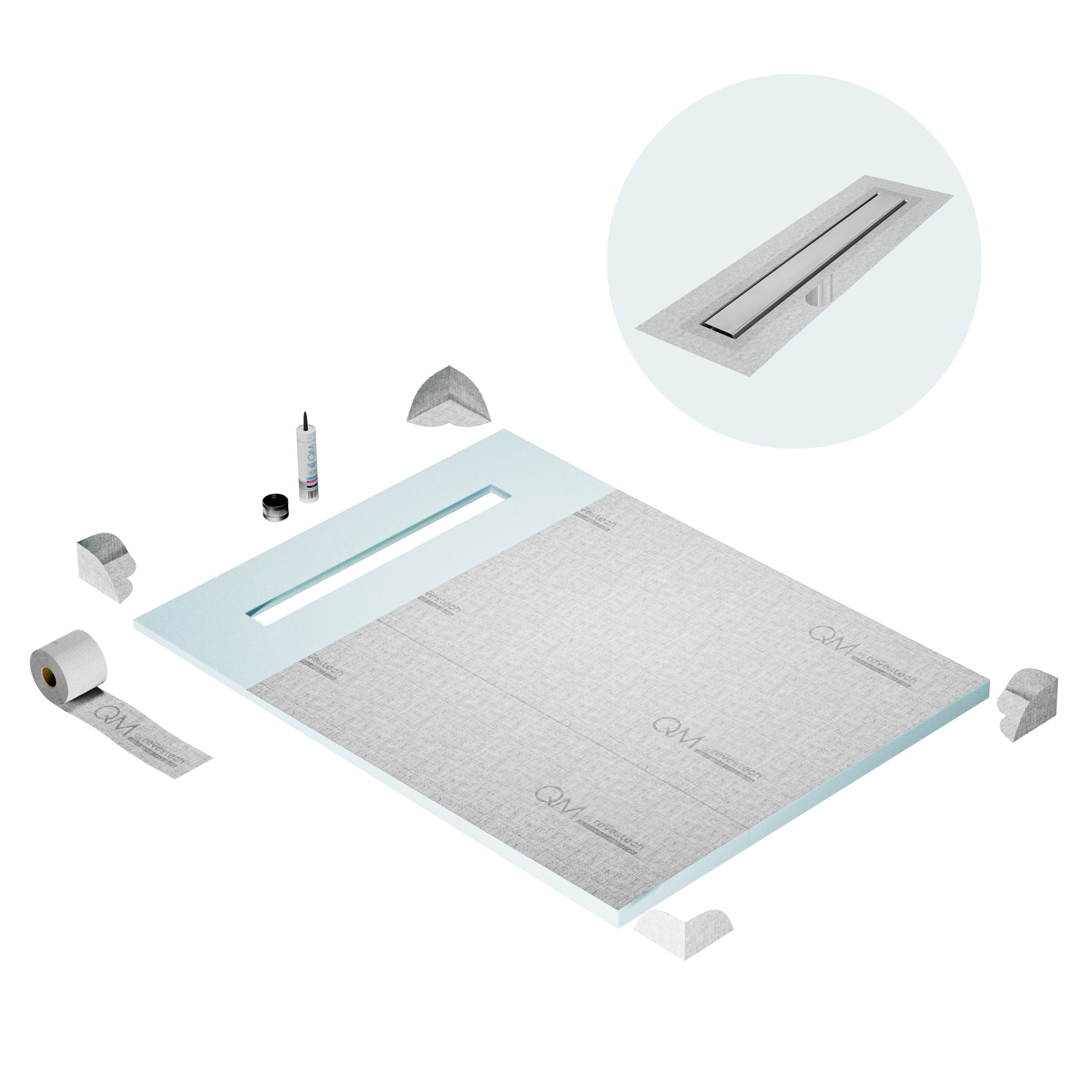 Curbless Mist (Tile-In) Shower Pan Kit Linear drain