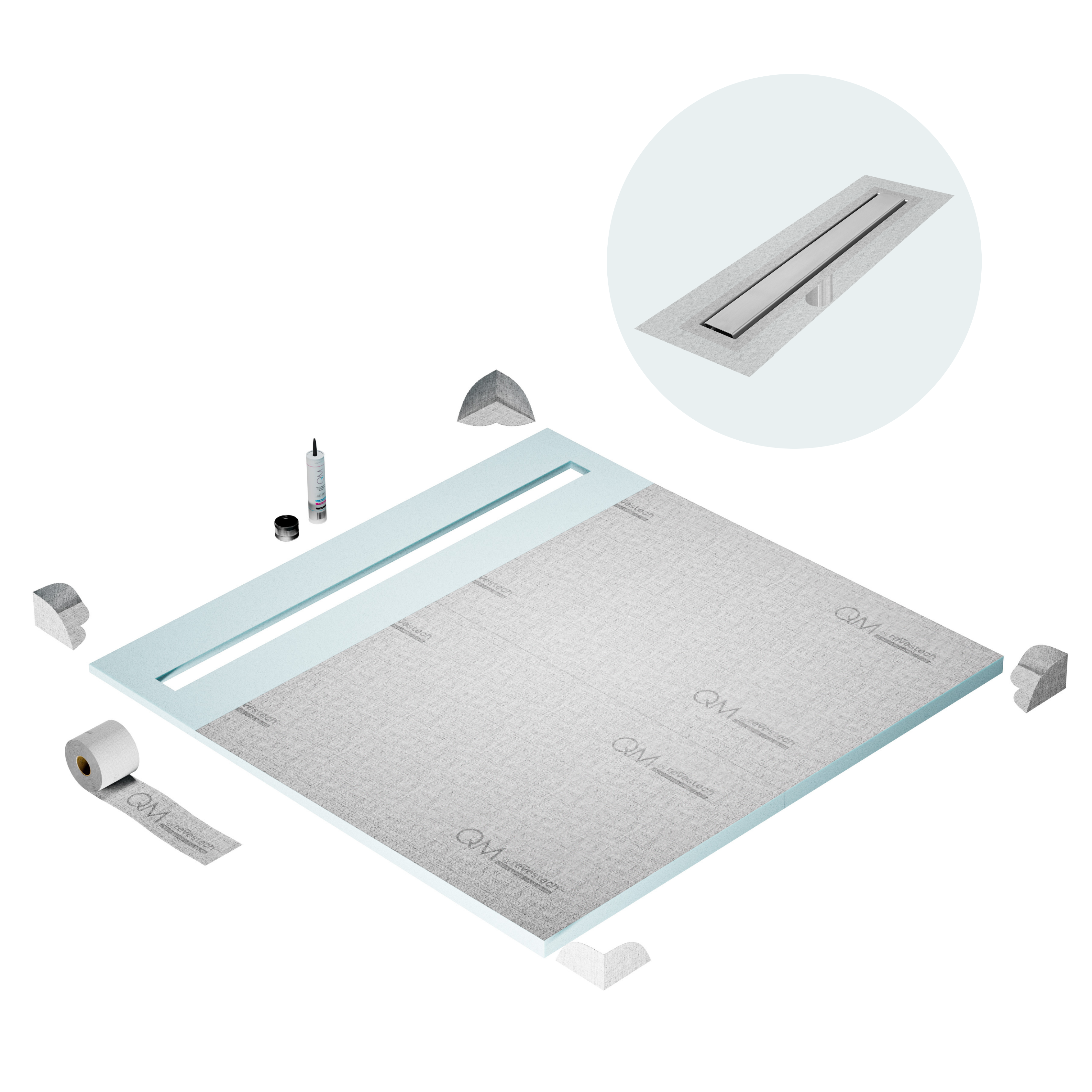 Curbless Mist (Tile-In) Shower Pan Kit Linear drain