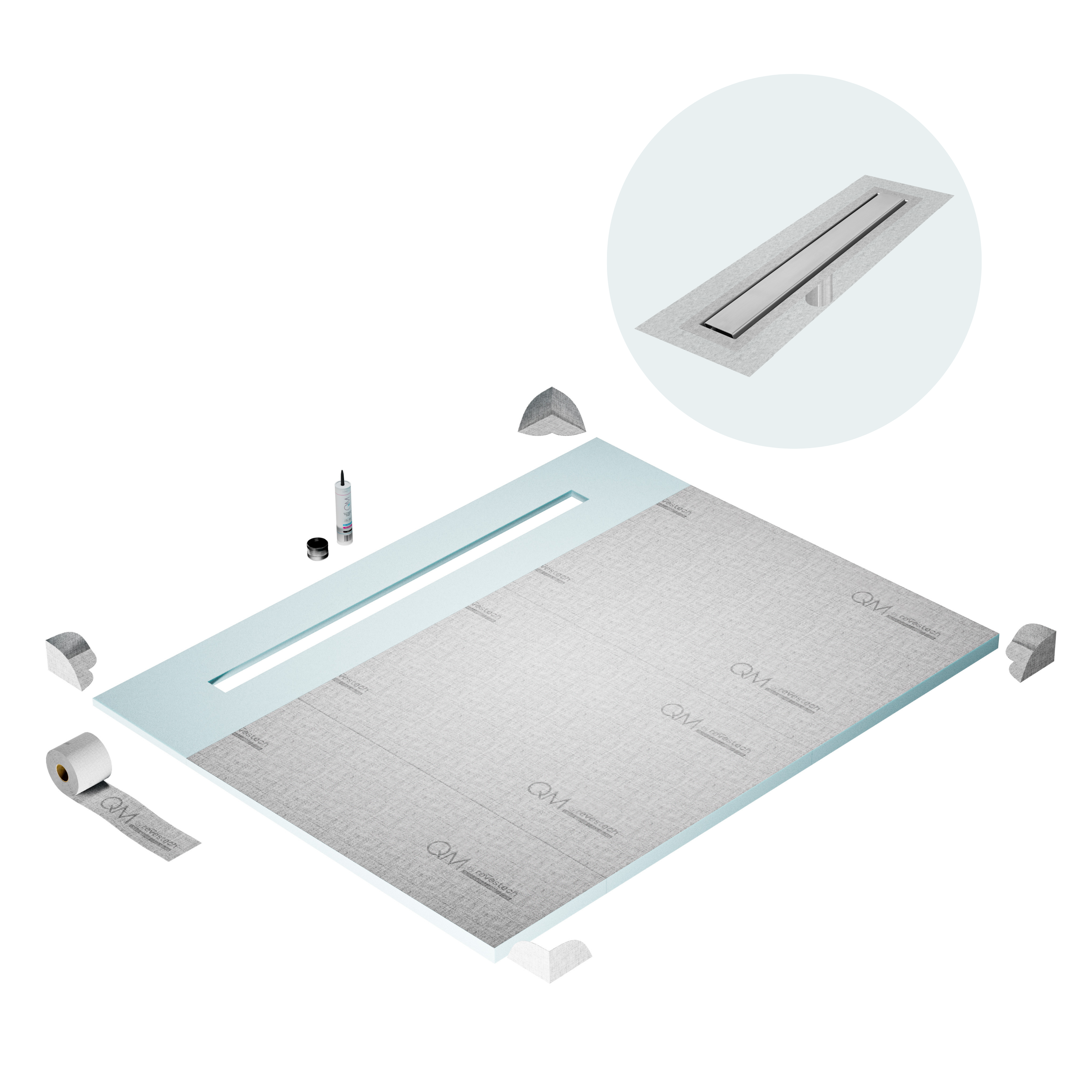 Curbless Mist (Tile-In) Shower Pan Kit Linear drain