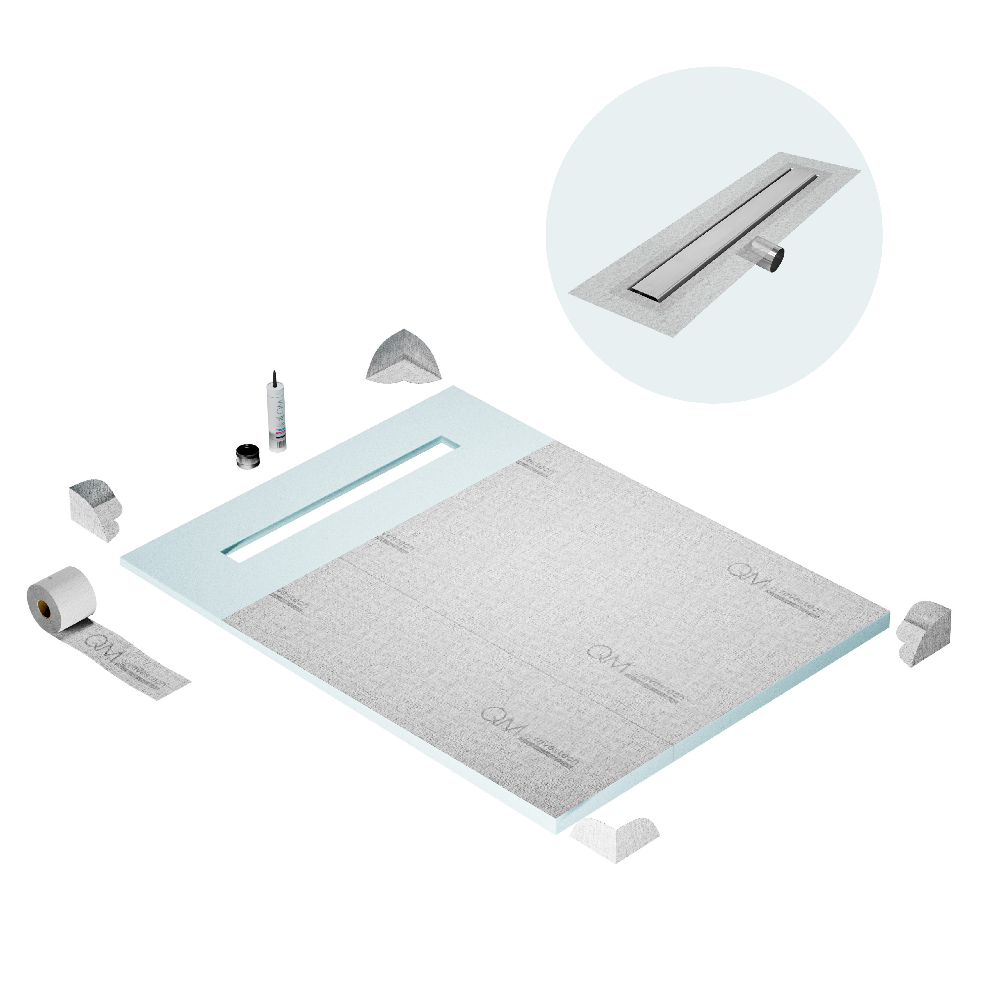 Curbless Mist (Tile-In) Shower Pan Kit Linear drain