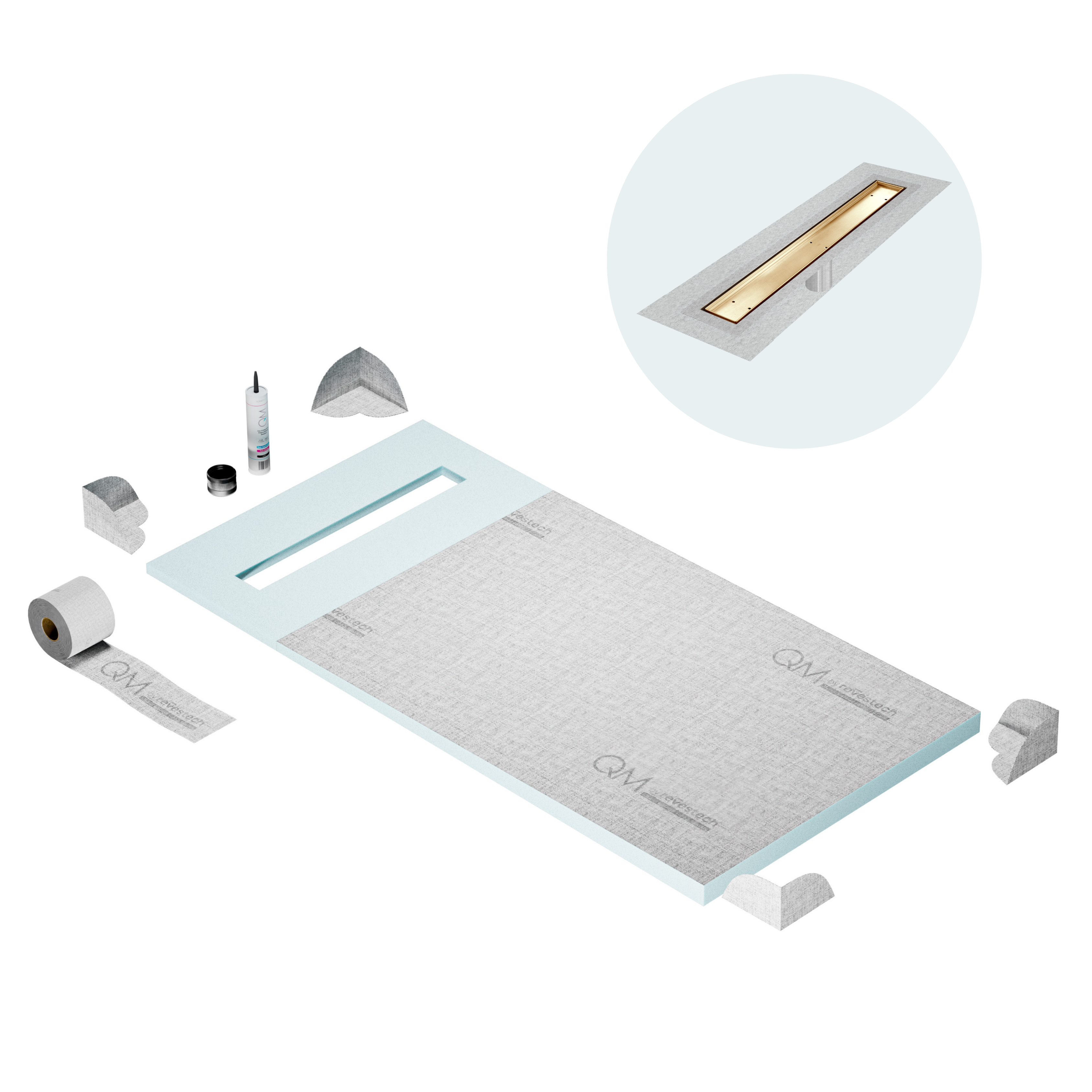 Curbless Mist (Tile-In) Shower Pan Kit Linear drain