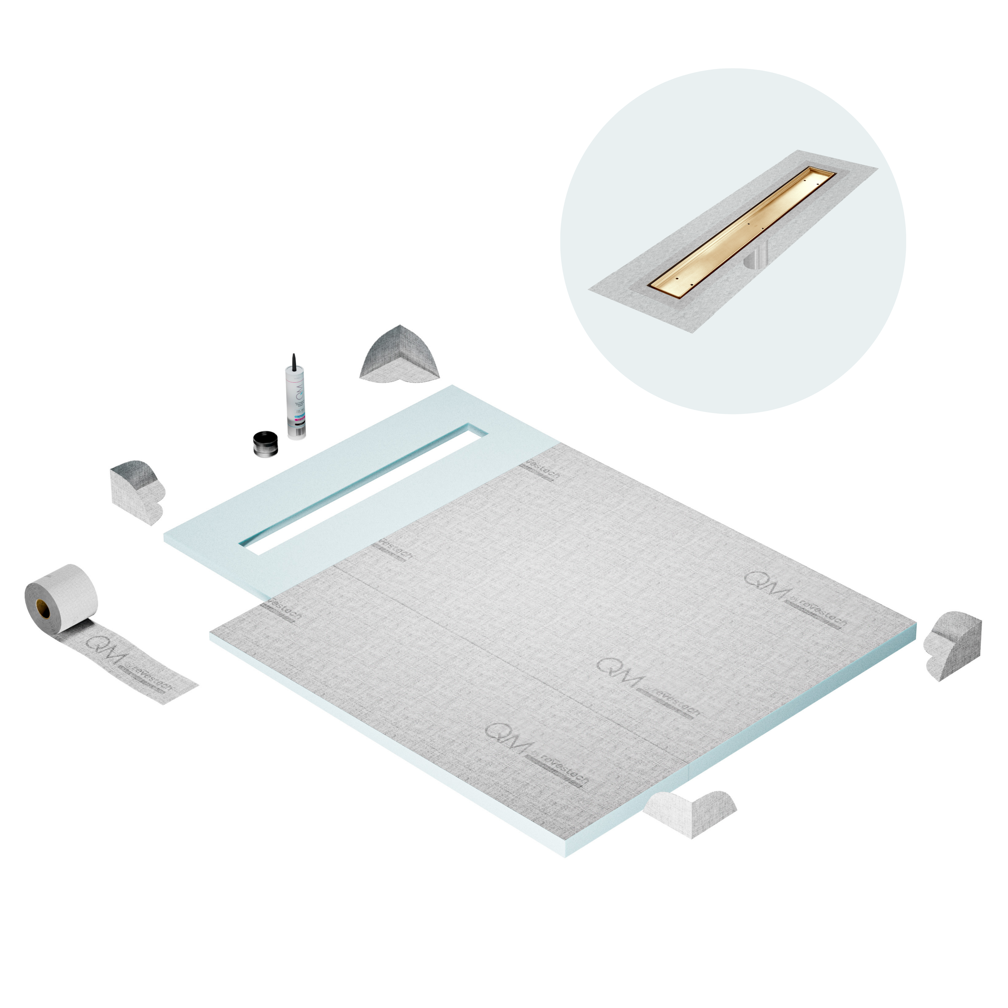 Curbless Mist (Tile-In) Shower Pan Kit Linear drain