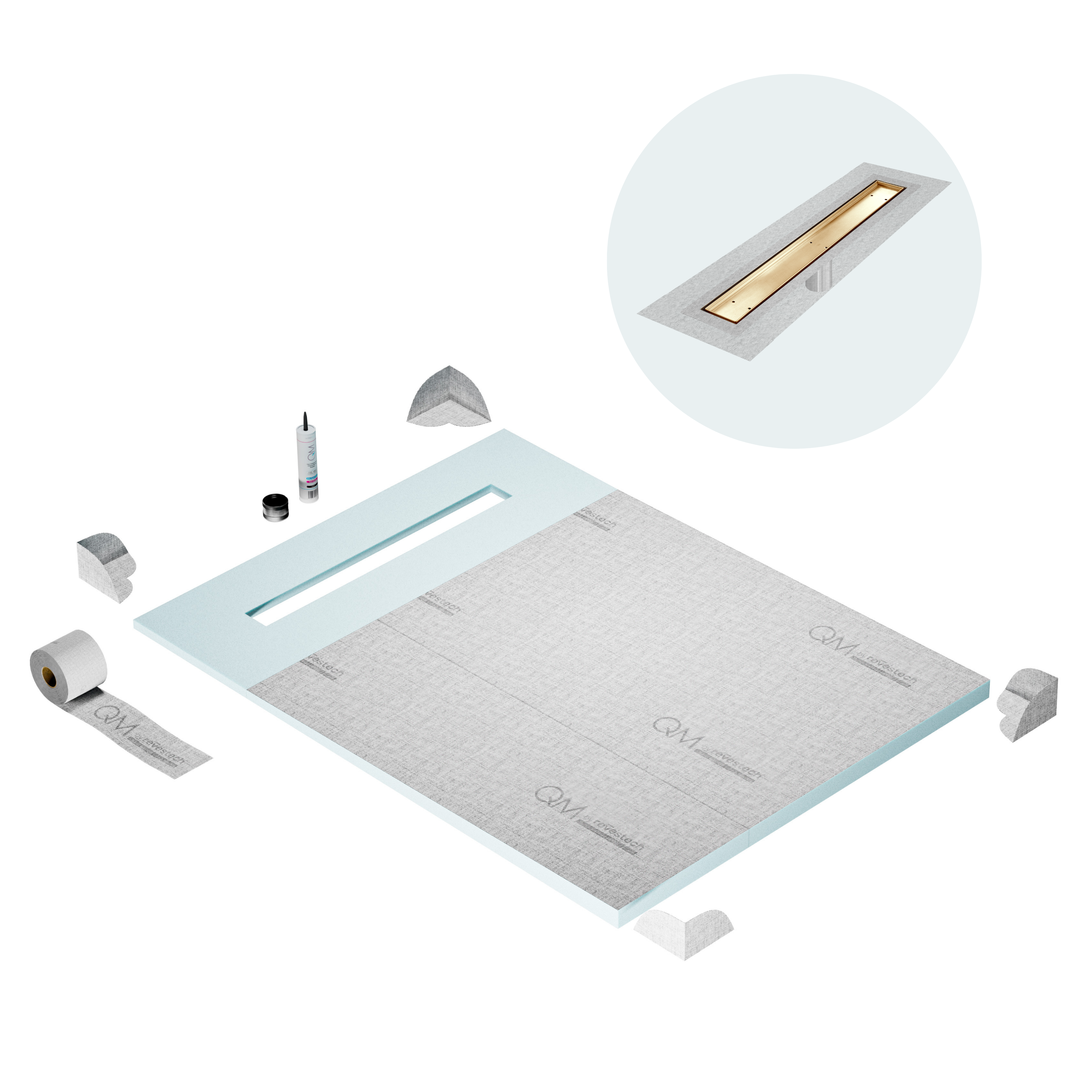 Curbless Mist (Tile-In) Shower Pan Kit Linear drain
