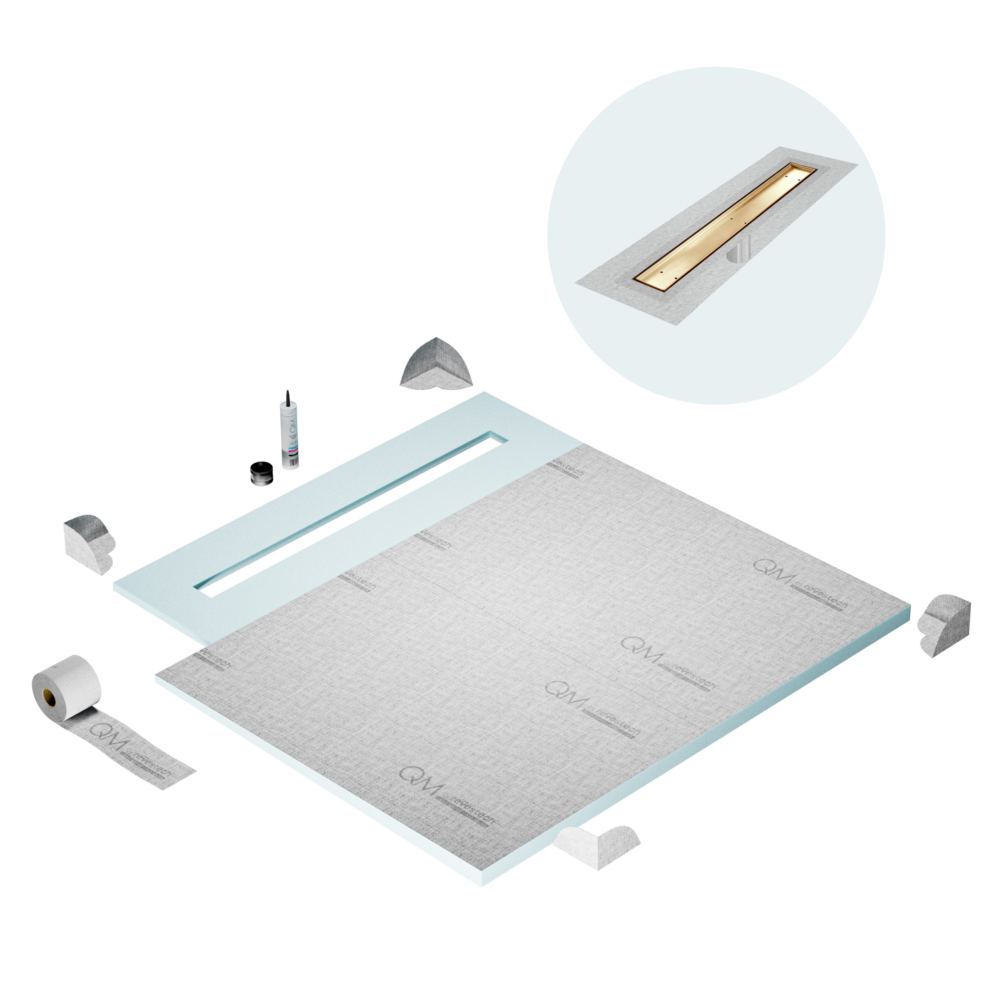 Curbless Mist (Tile-In) Shower Pan Kit Linear drain