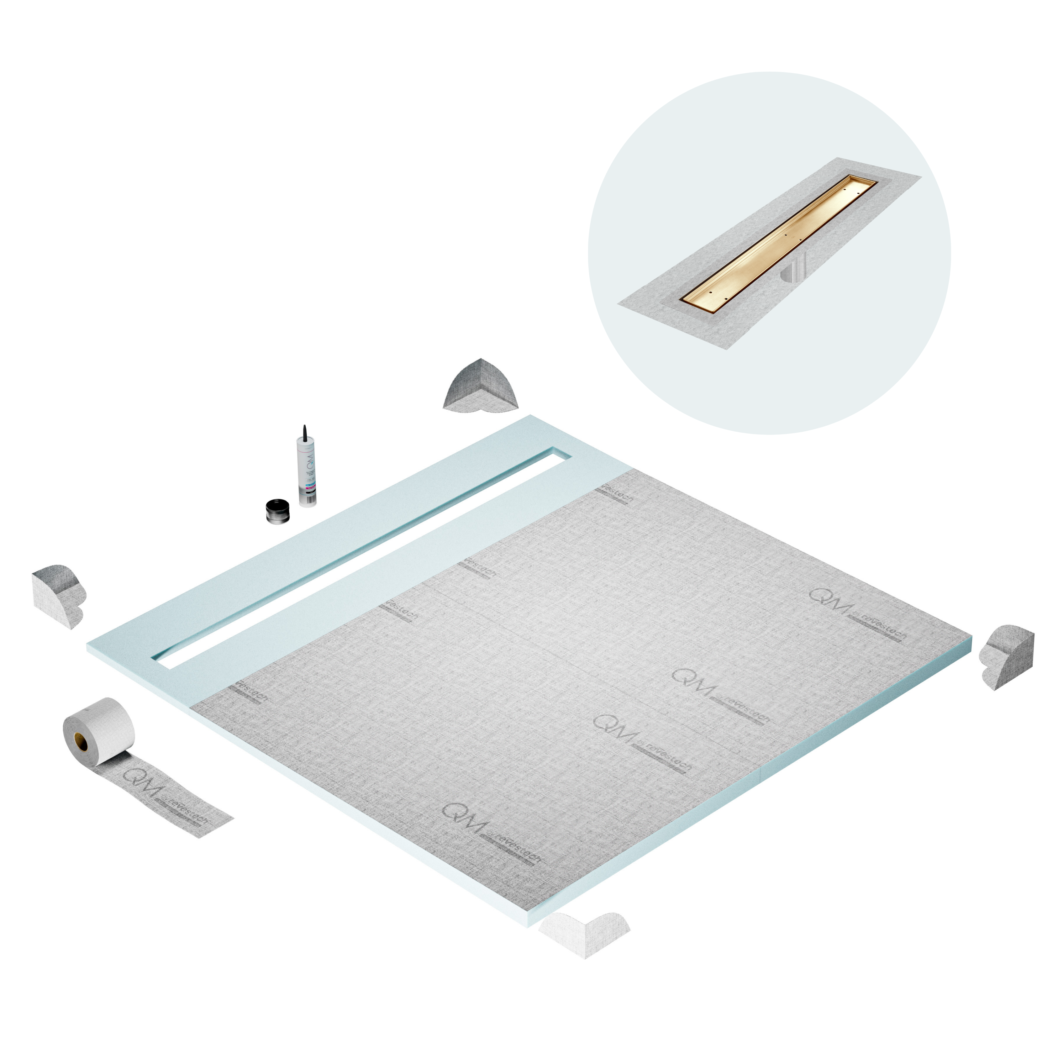 Curbless Mist (Tile-In) Shower Pan Kit Linear drain