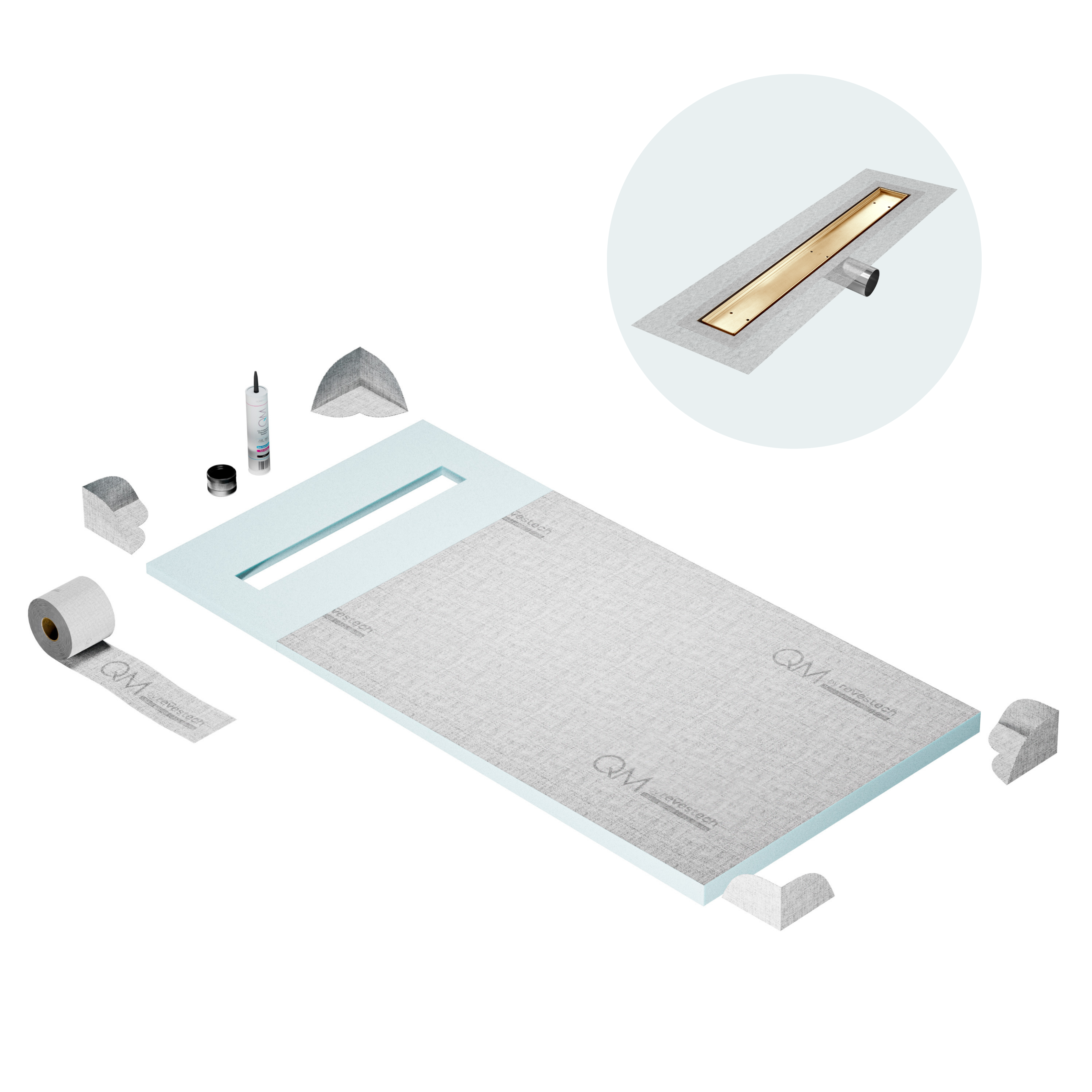Curbless Mist (Tile-In) Shower Pan Kit Linear drain