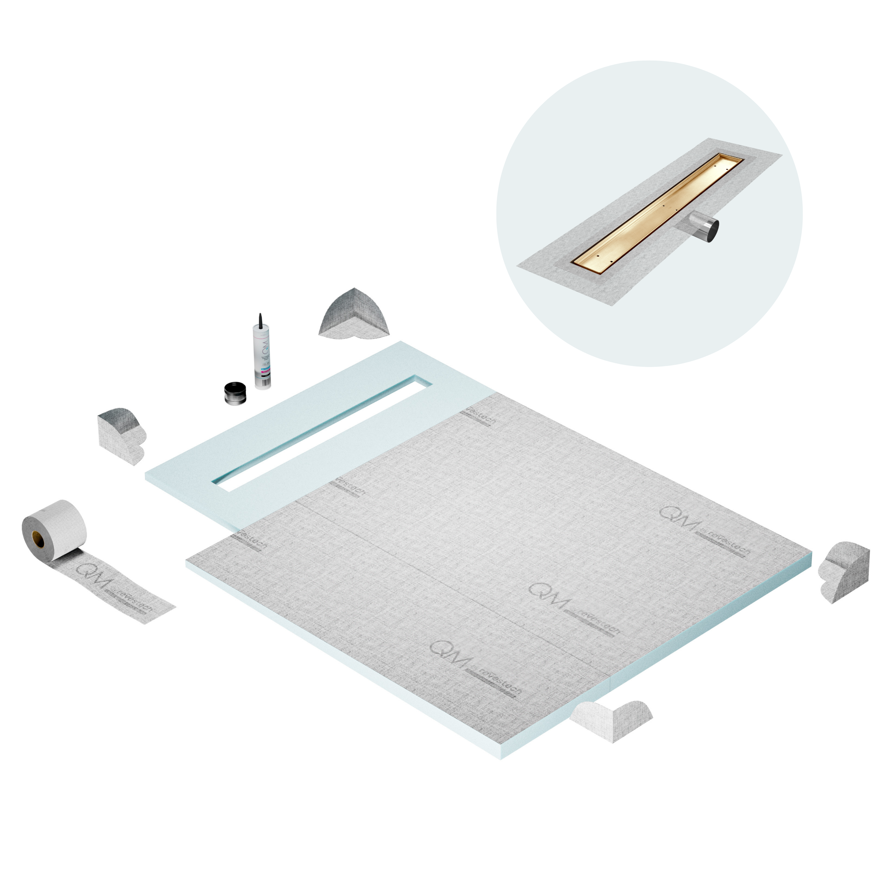Curbless Mist (Tile-In) Shower Pan Kit Linear drain