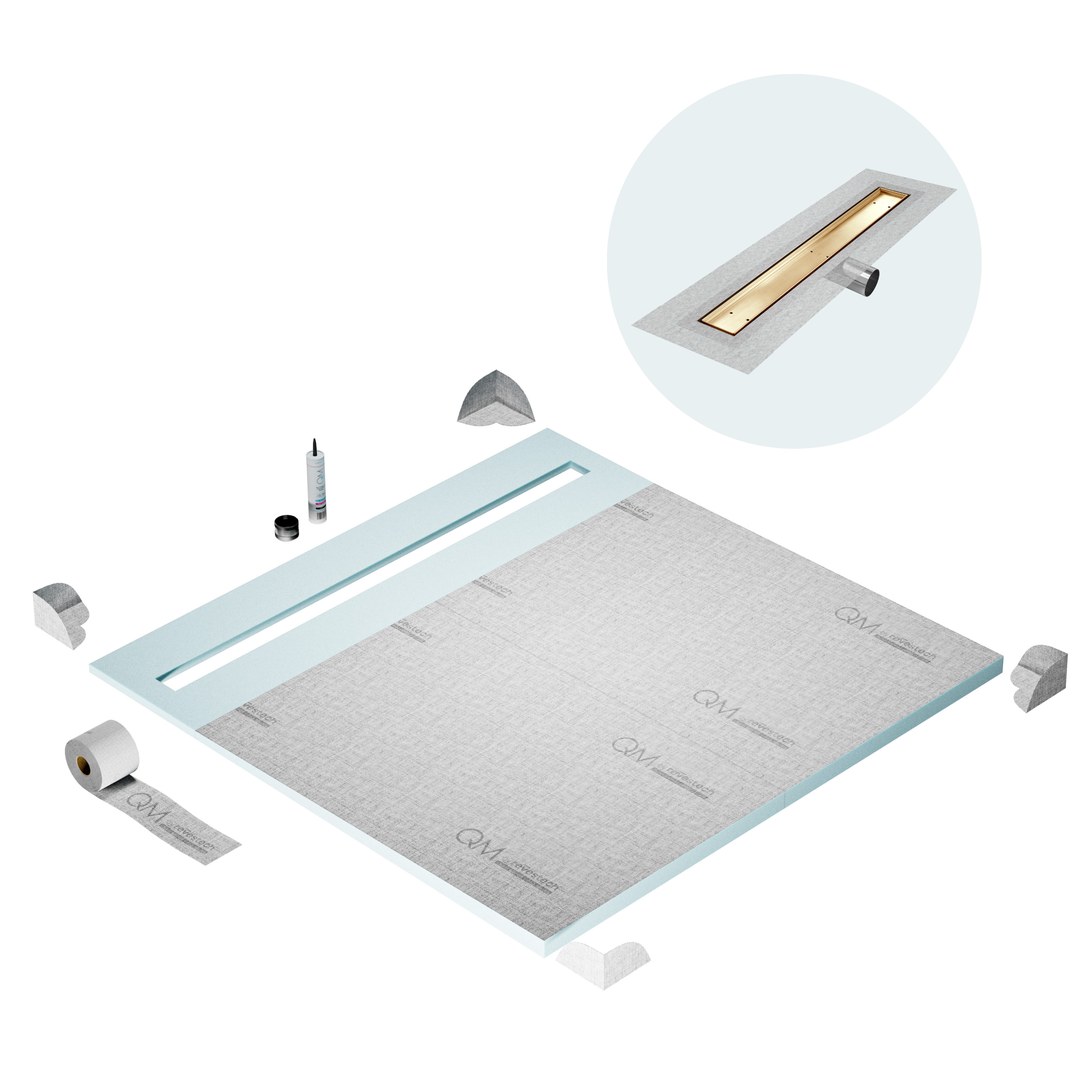 Curbless Mist (Tile-In) Shower Pan Kit Linear drain