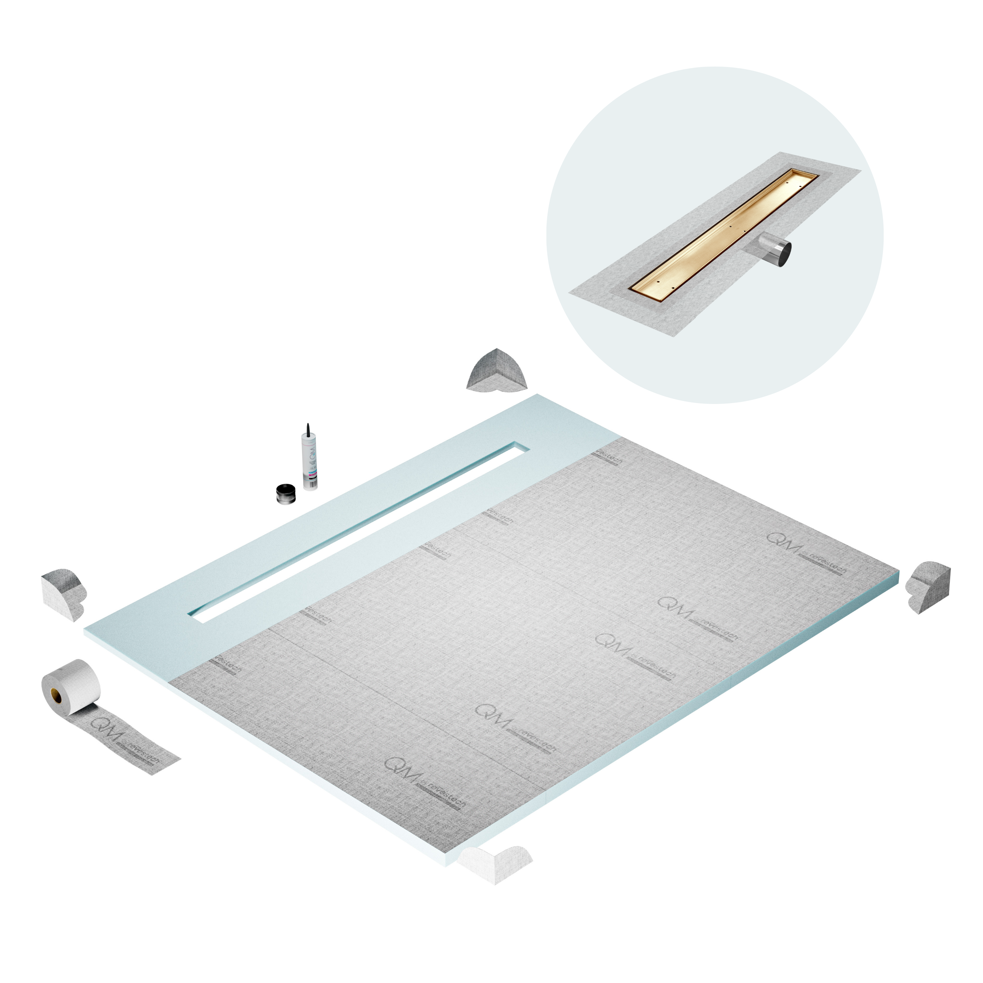 Curbless Mist (Tile-In) Shower Pan Kit Linear drain