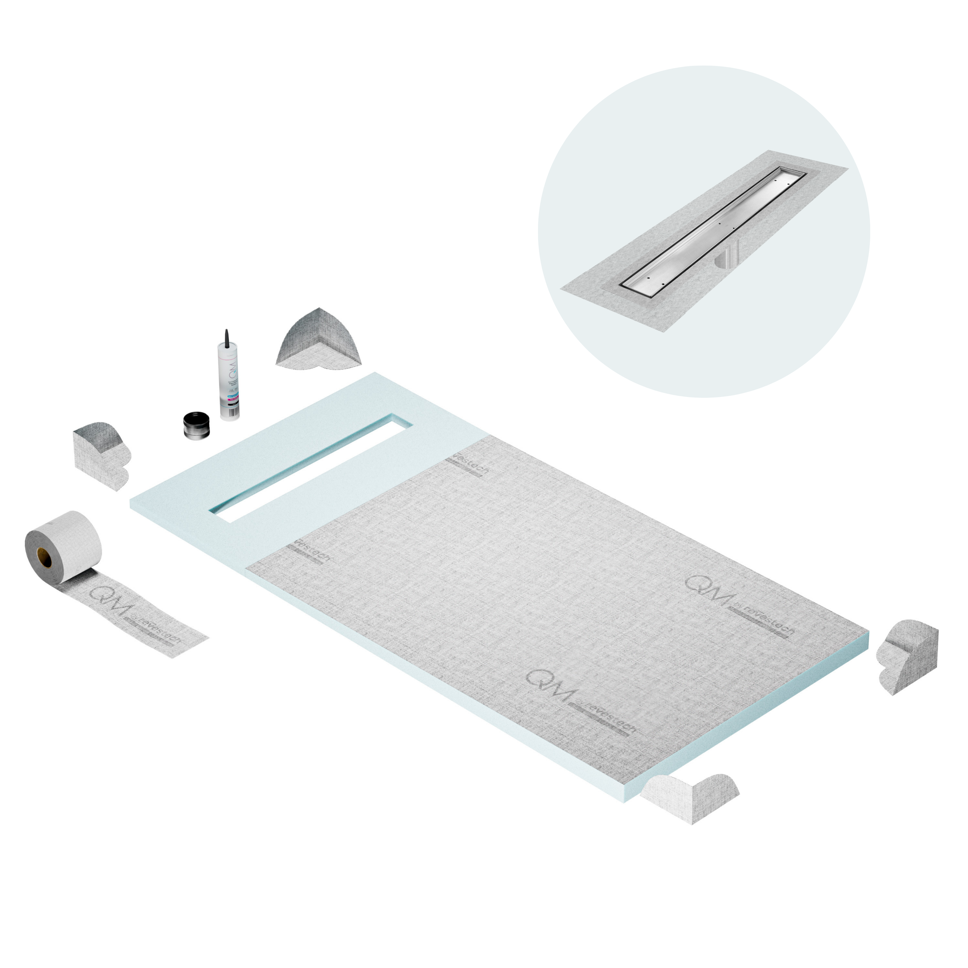 Curbless Mist (Tile-In) Shower Pan Kit Linear drain