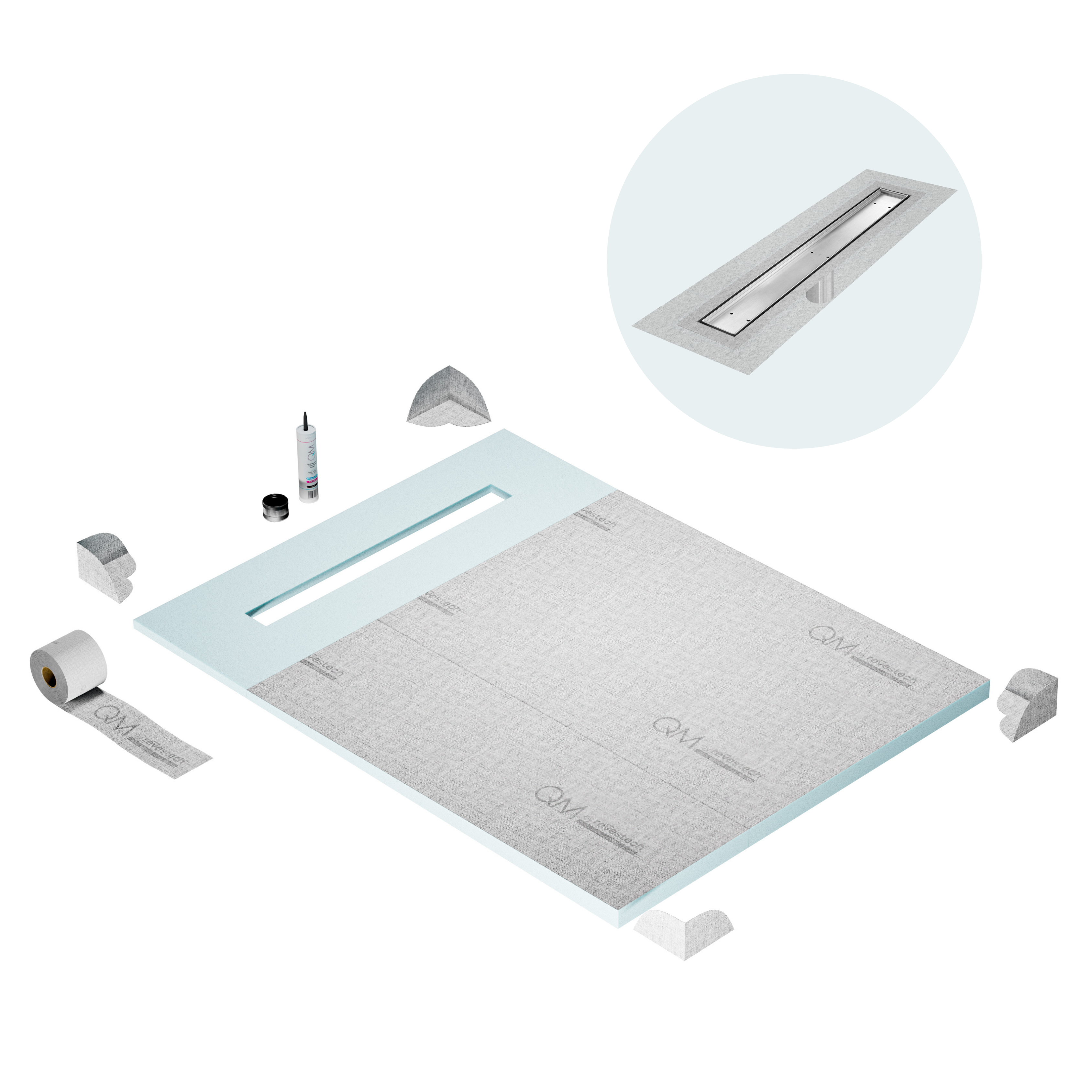 Curbless Mist (Tile-In) Shower Pan Kit Linear drain