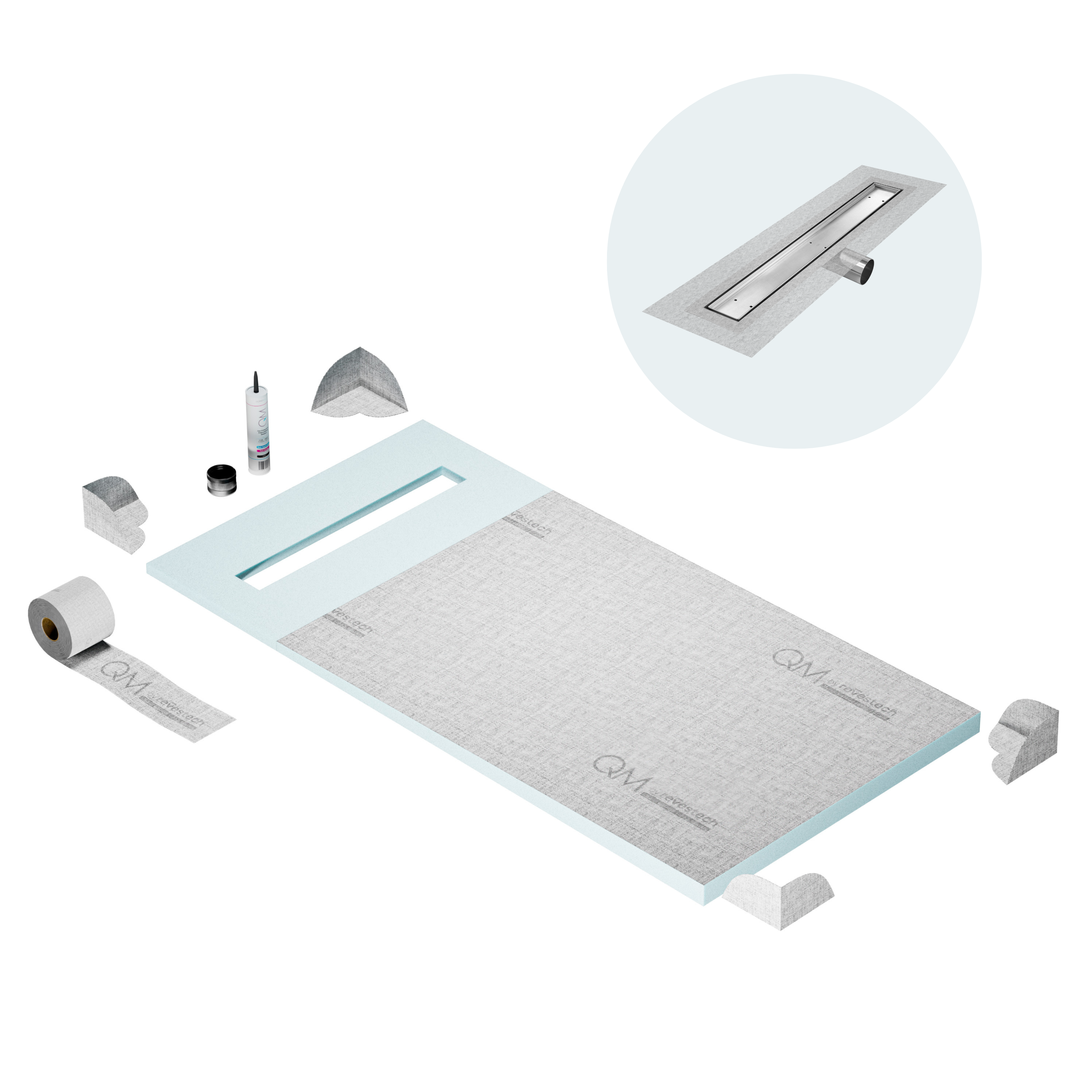Curbless Mist (Tile-In) Shower Pan Kit Linear drain