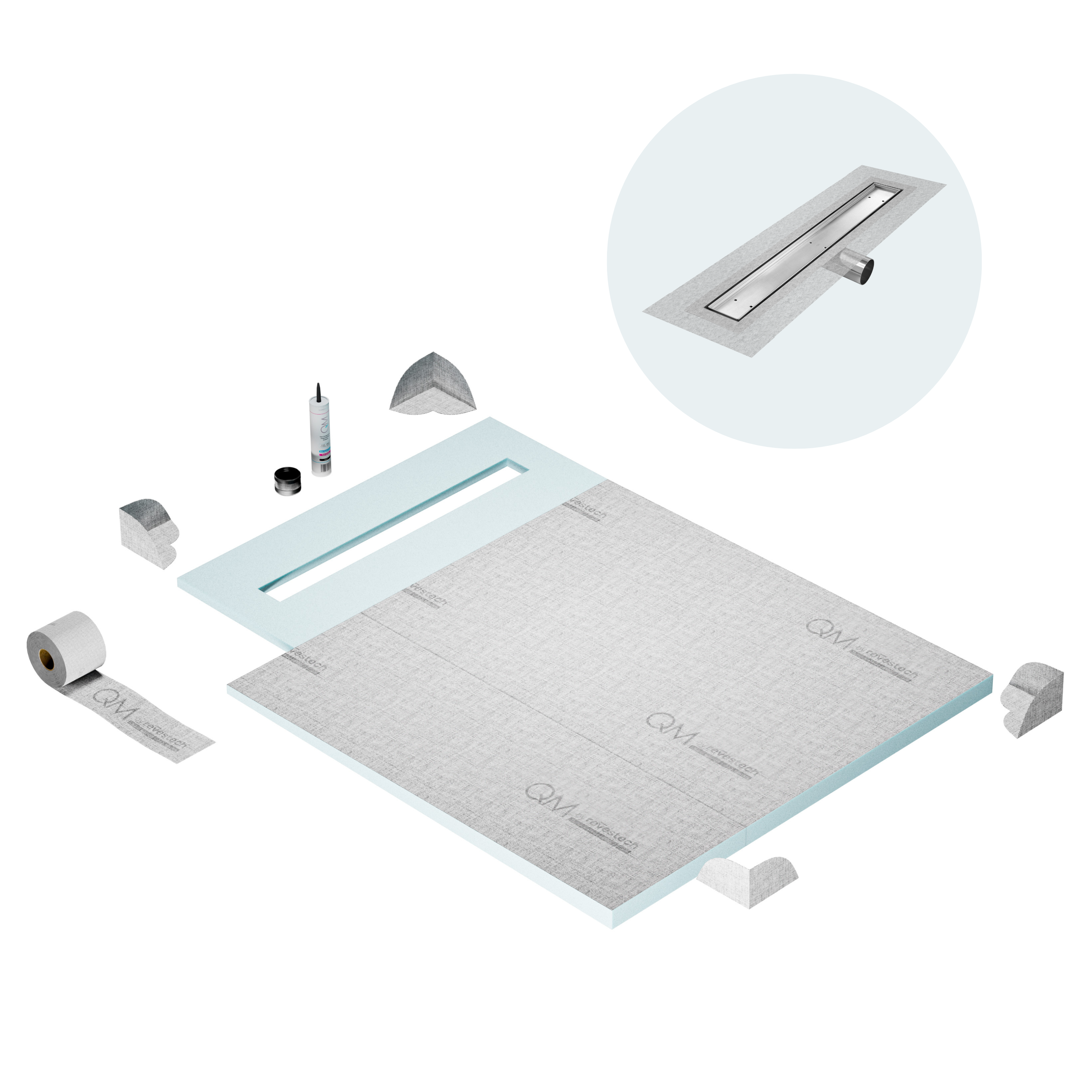 Curbless Mist (Tile-In) Shower Pan Kit Linear drain
