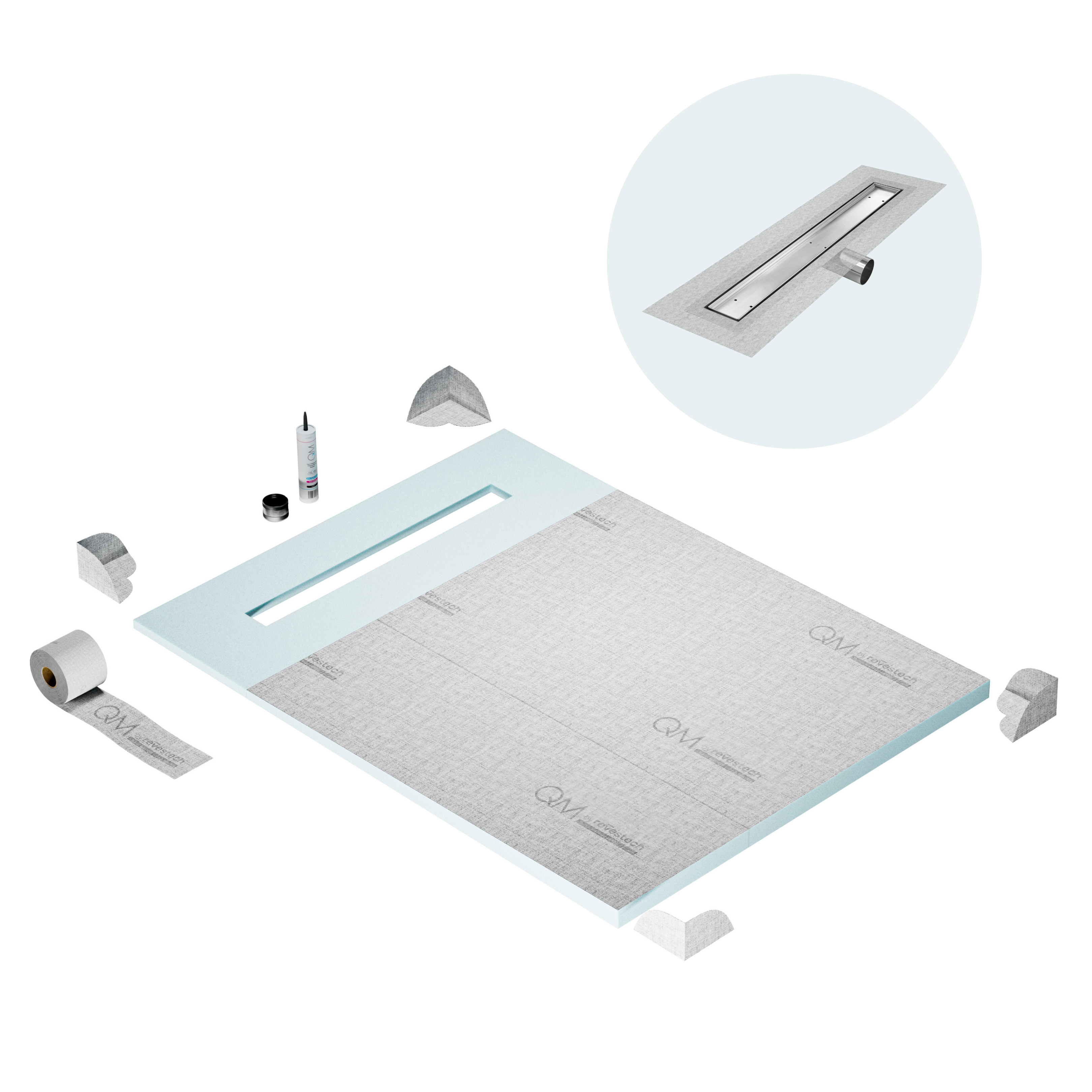 Curbless Mist (Tile-In) Shower Pan Kit Linear drain