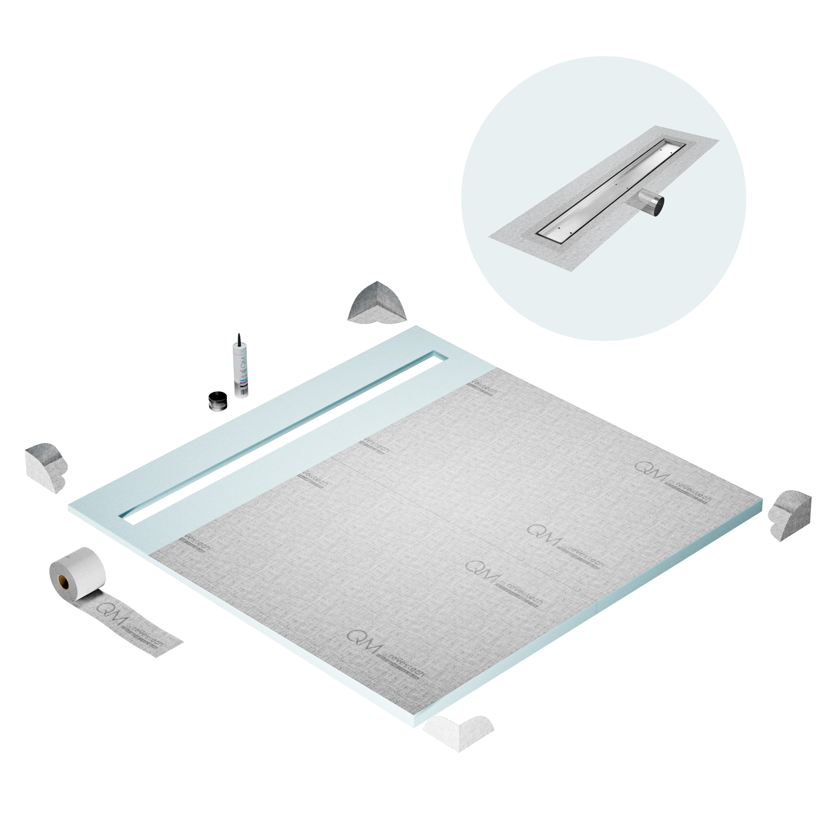 Curbless Mist (Tile-In) Shower Pan Kit Linear drain