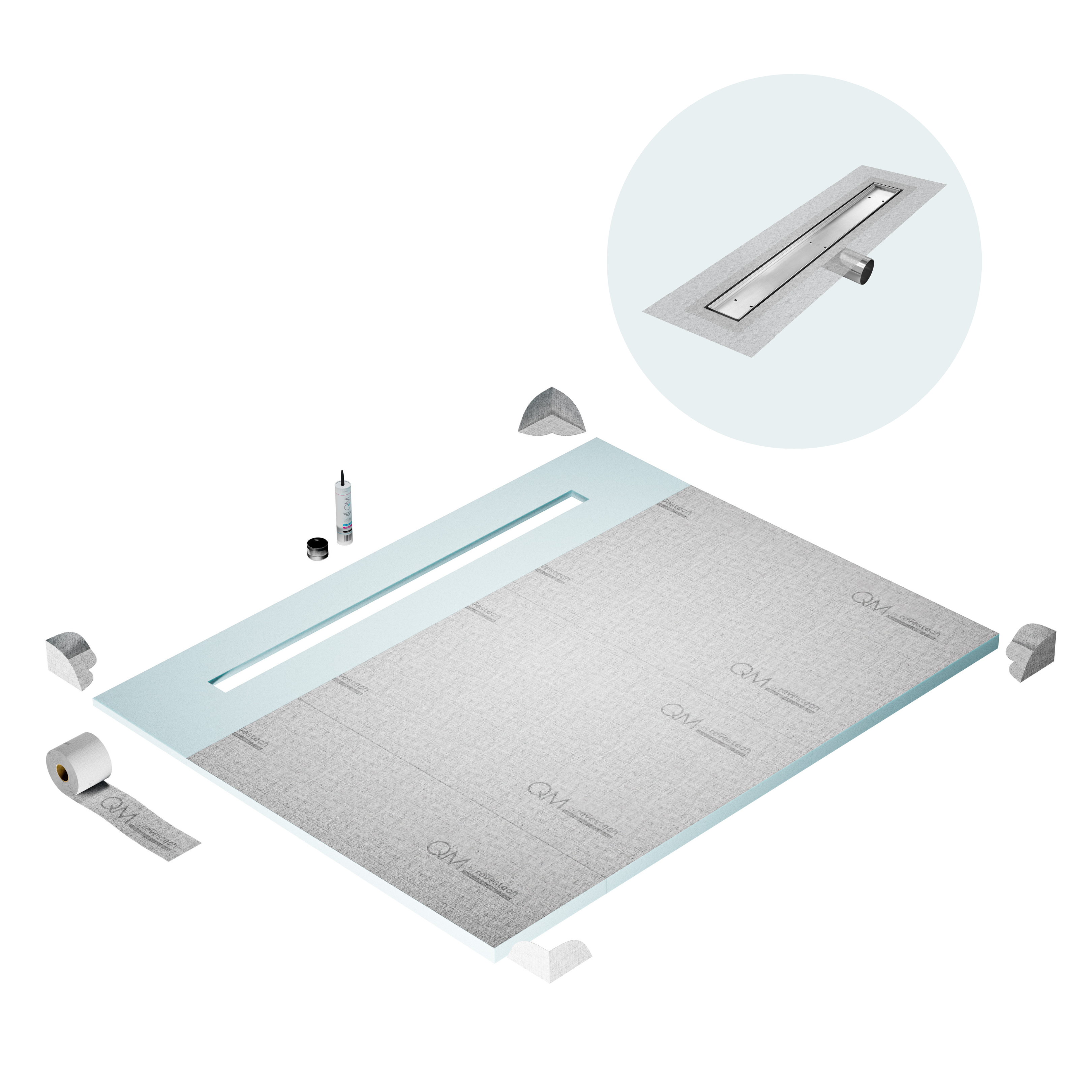 Curbless Mist (Tile-In) Shower Pan Kit Linear drain