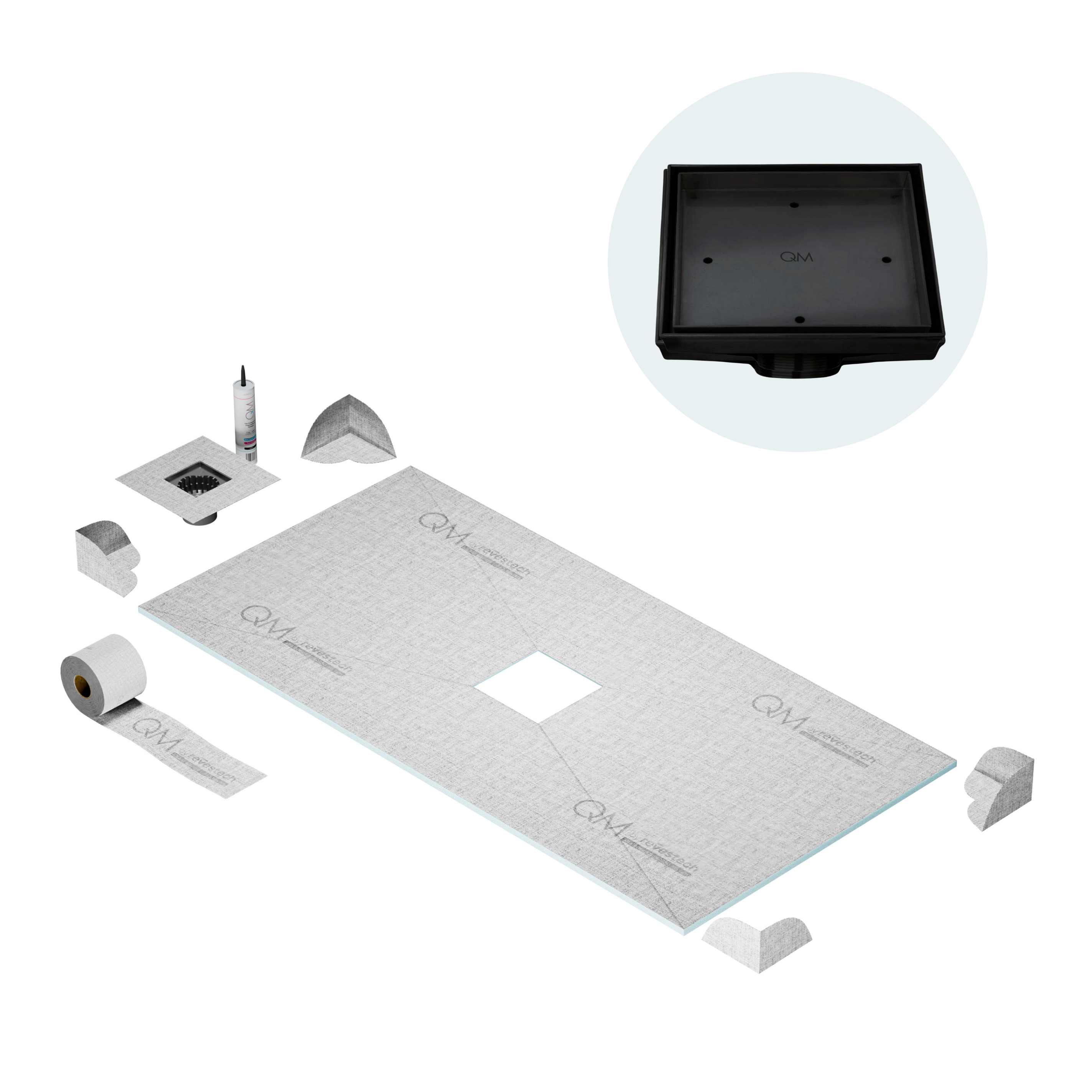 Curbless Mist (Tile-In) Shower Pan Kit Square drain