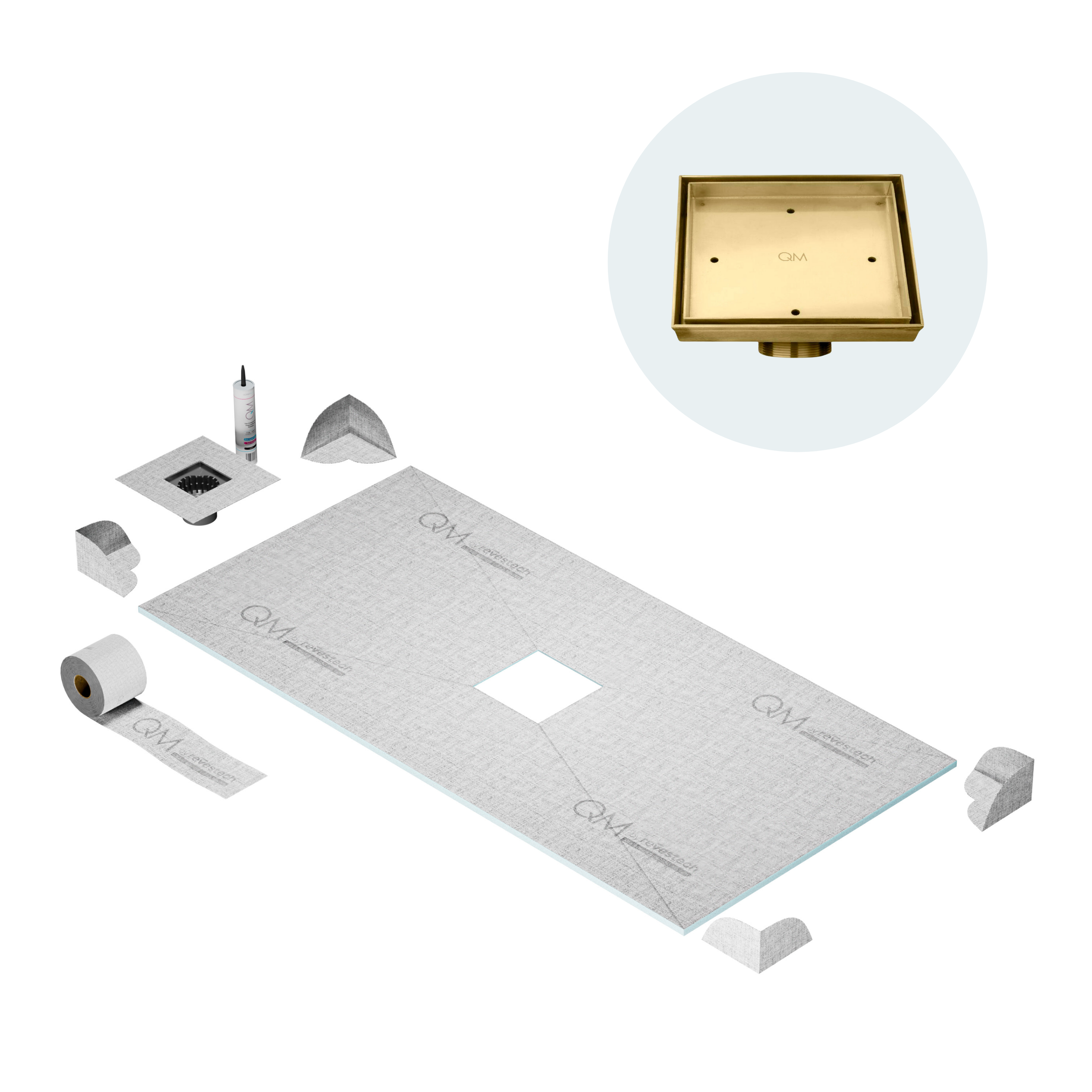 Curbless Mist (Tile-In) Shower Pan Kit Square drain