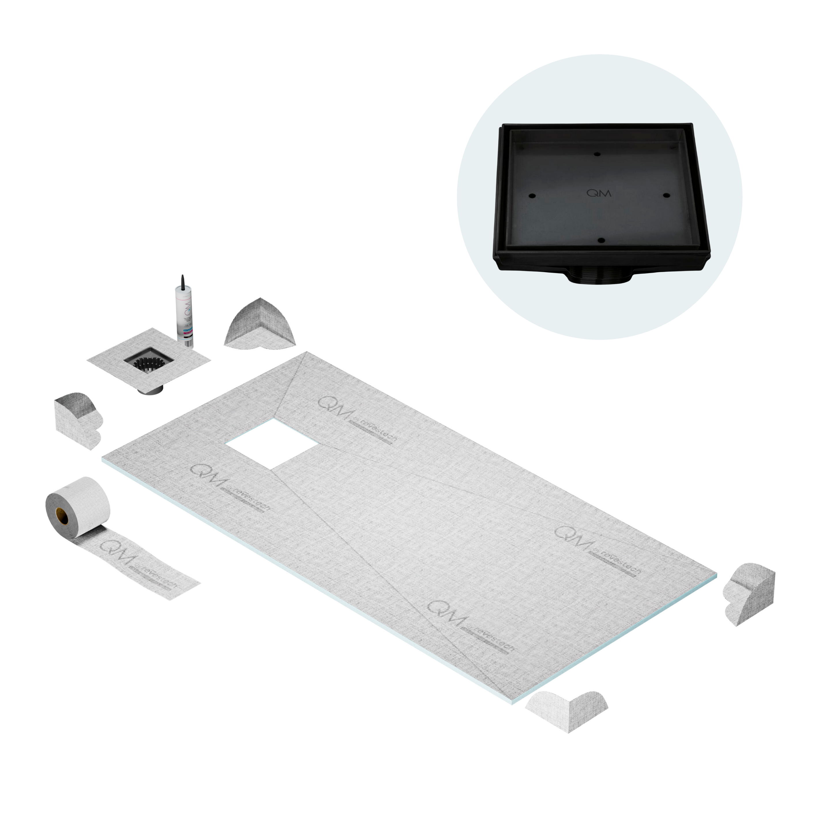 Curbless Mist (Tile-In) Shower Pan Kit Square drain