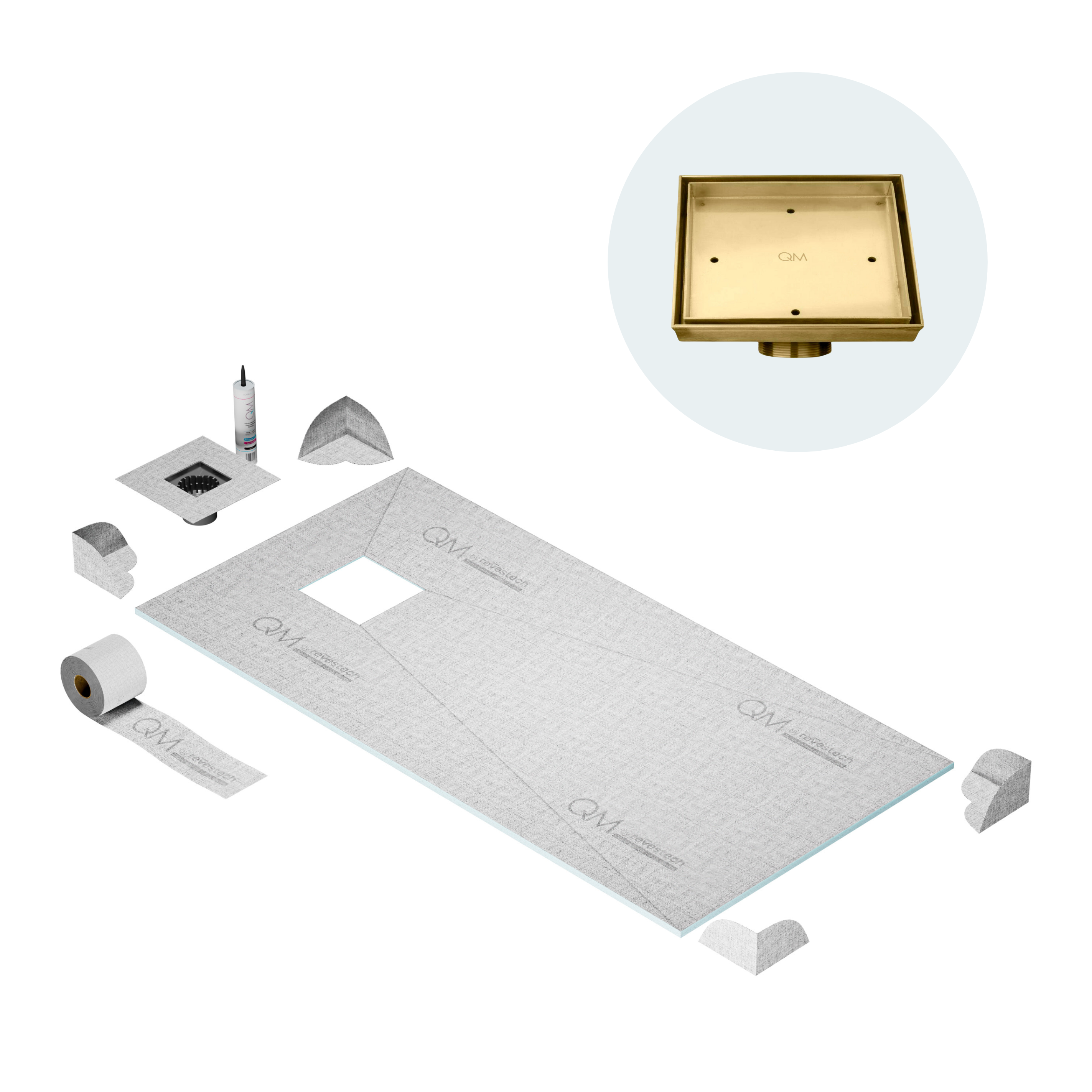 Curbless Mist (Tile-In) Shower Pan Kit Square drain