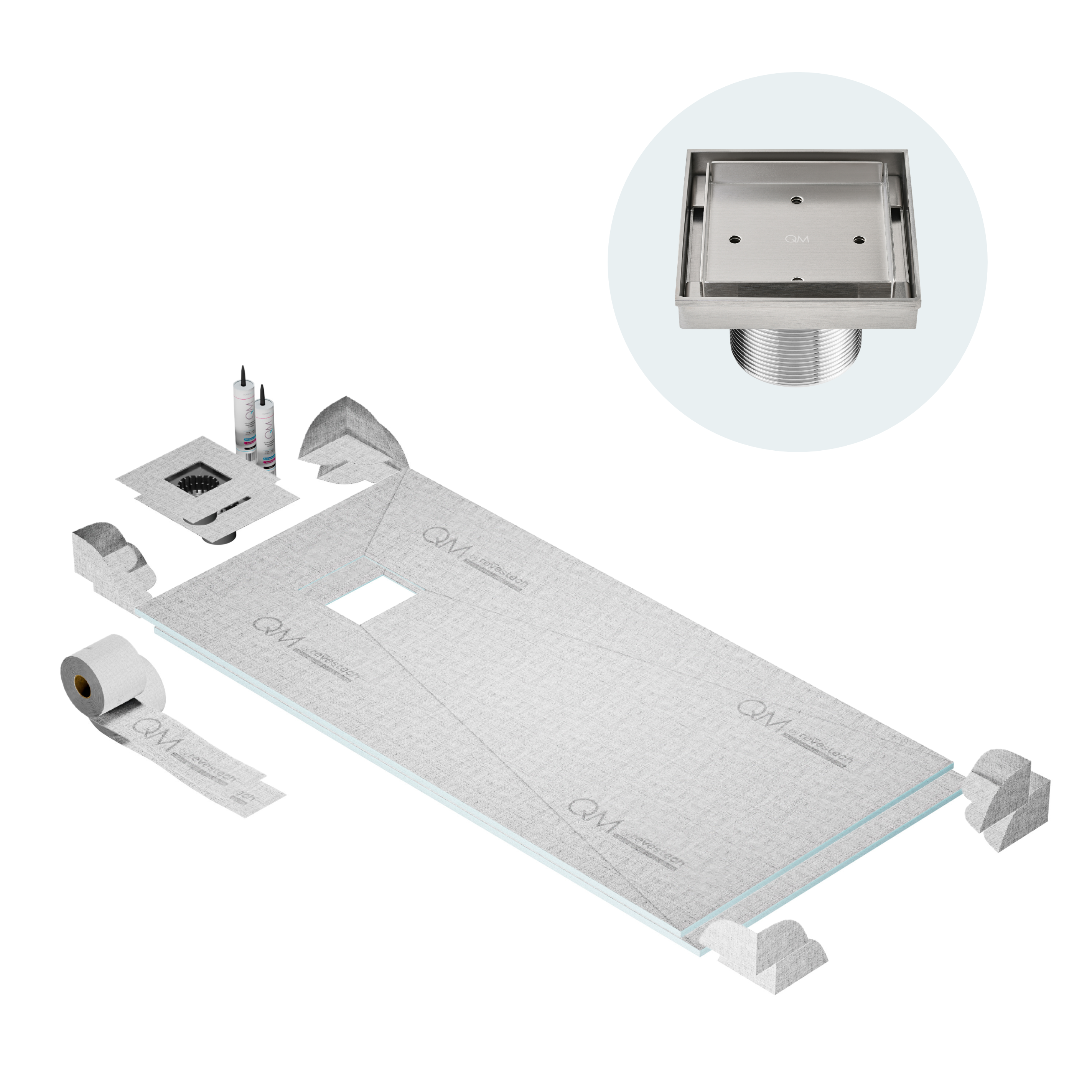 Curbless Mist (Tile-In) Shower Pan Kit Square drain