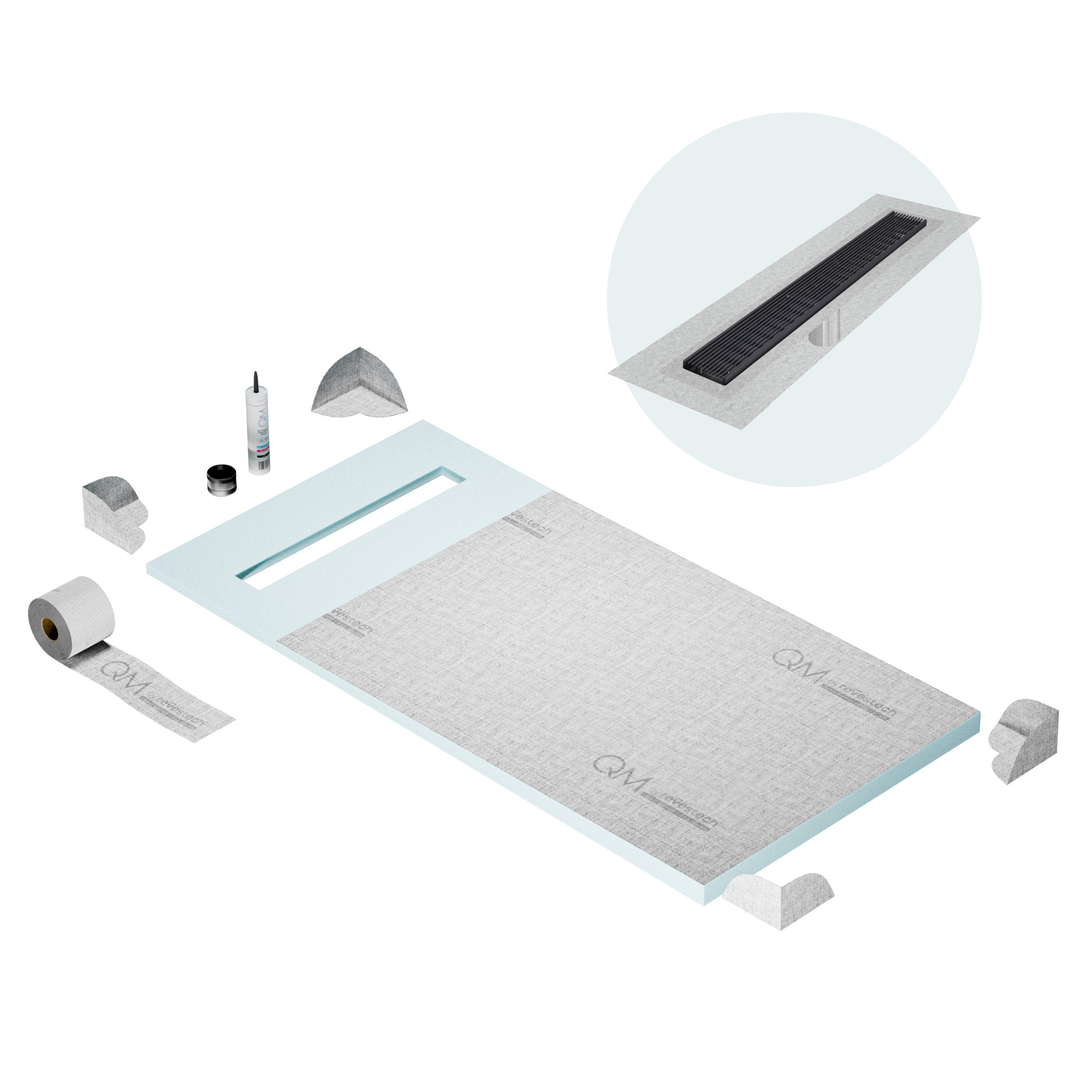 Curbless Wedgewire Shower Pan Kit Linear drain
