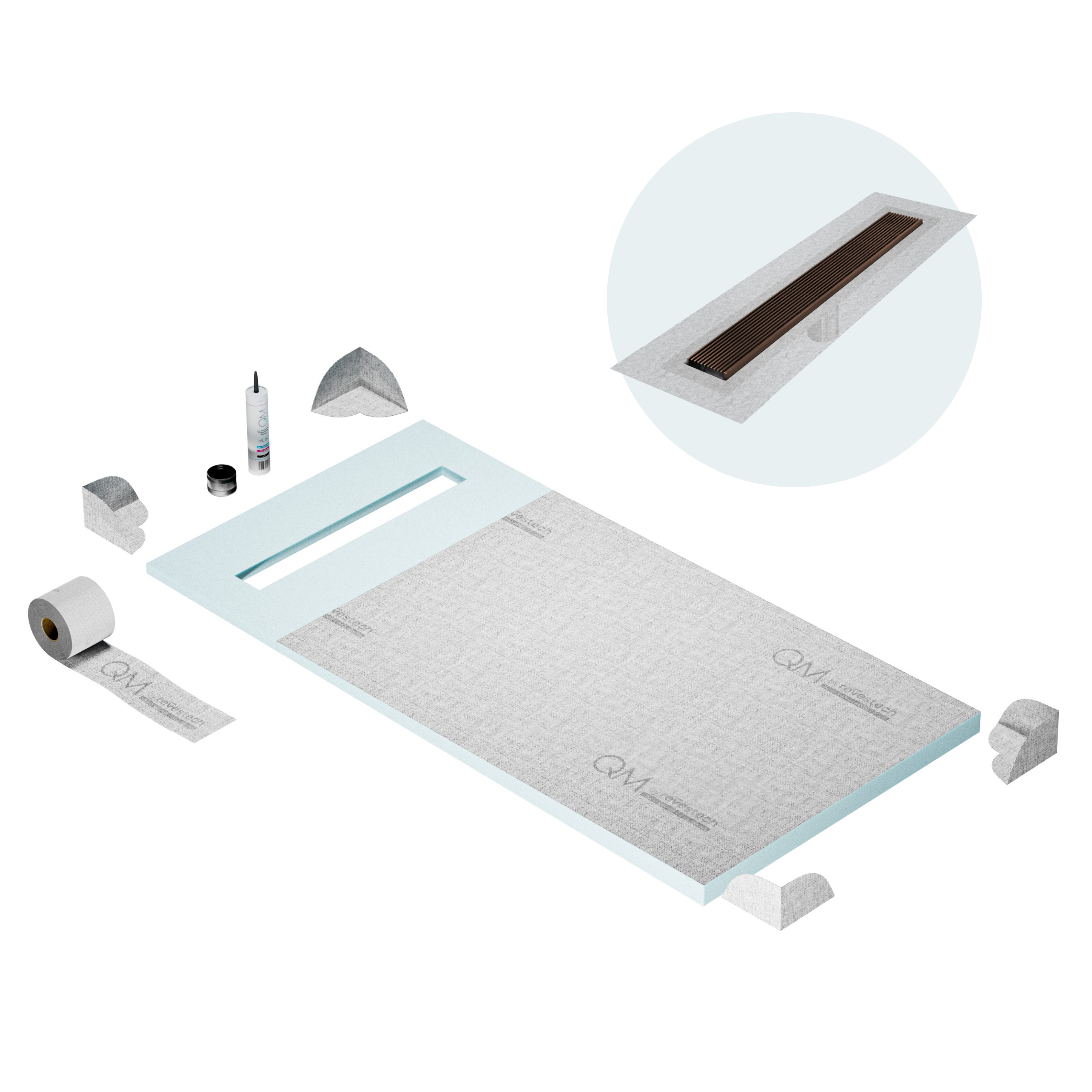 Curbless Wedgewire Shower Pan Kit Linear drain