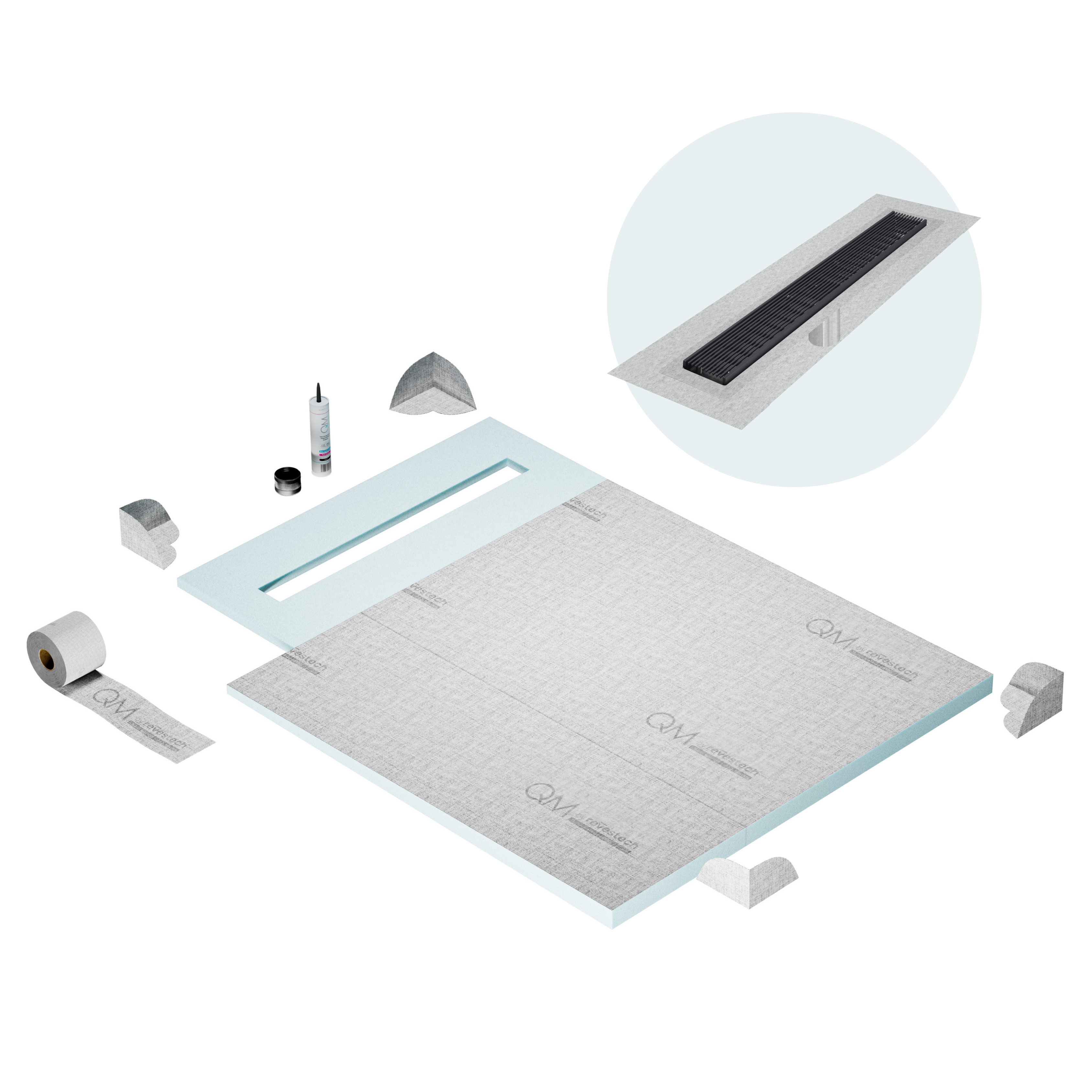 Curbless Wedgewire Shower Pan Kit Linear drain