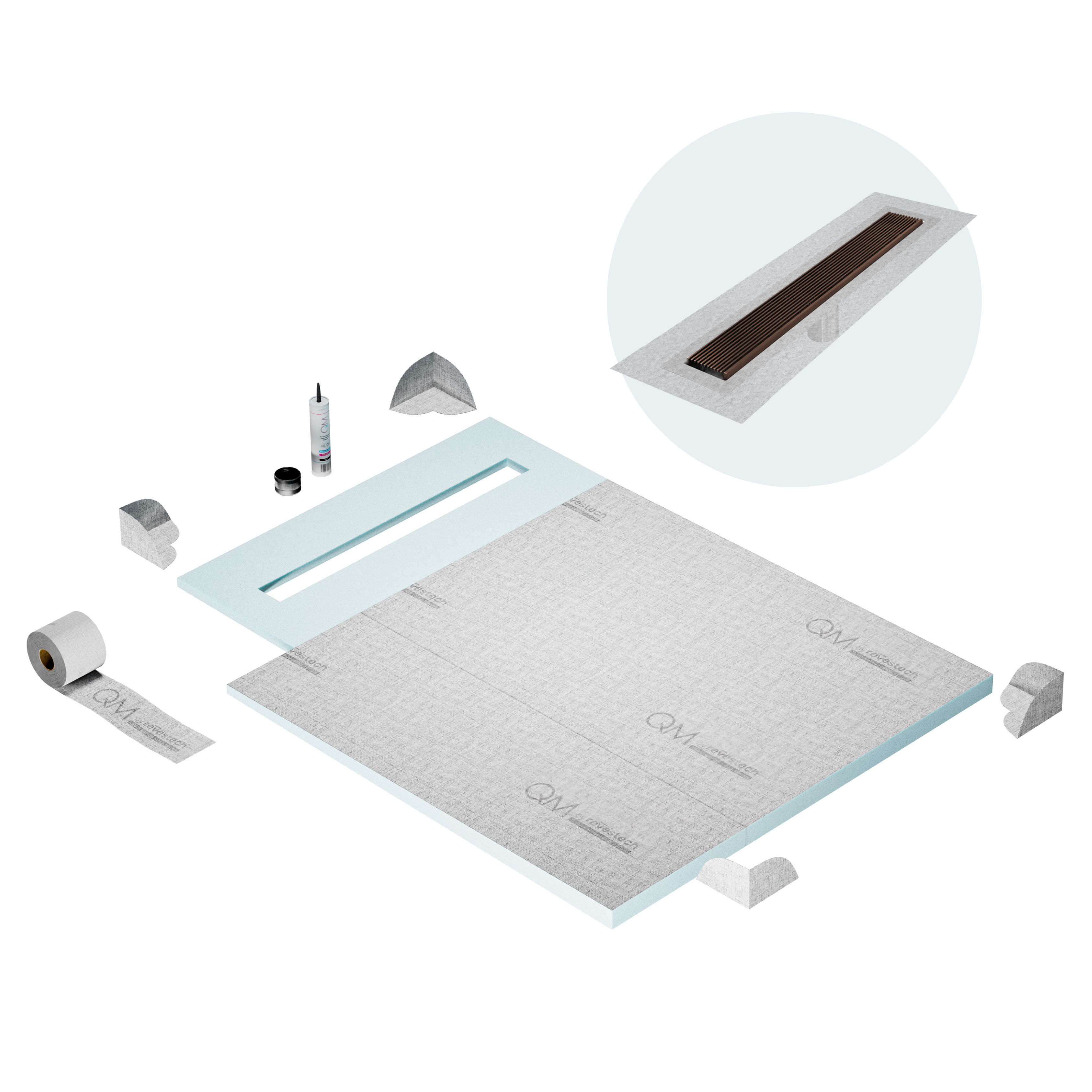 Curbless Wedgewire Shower Pan Kit Linear drain
