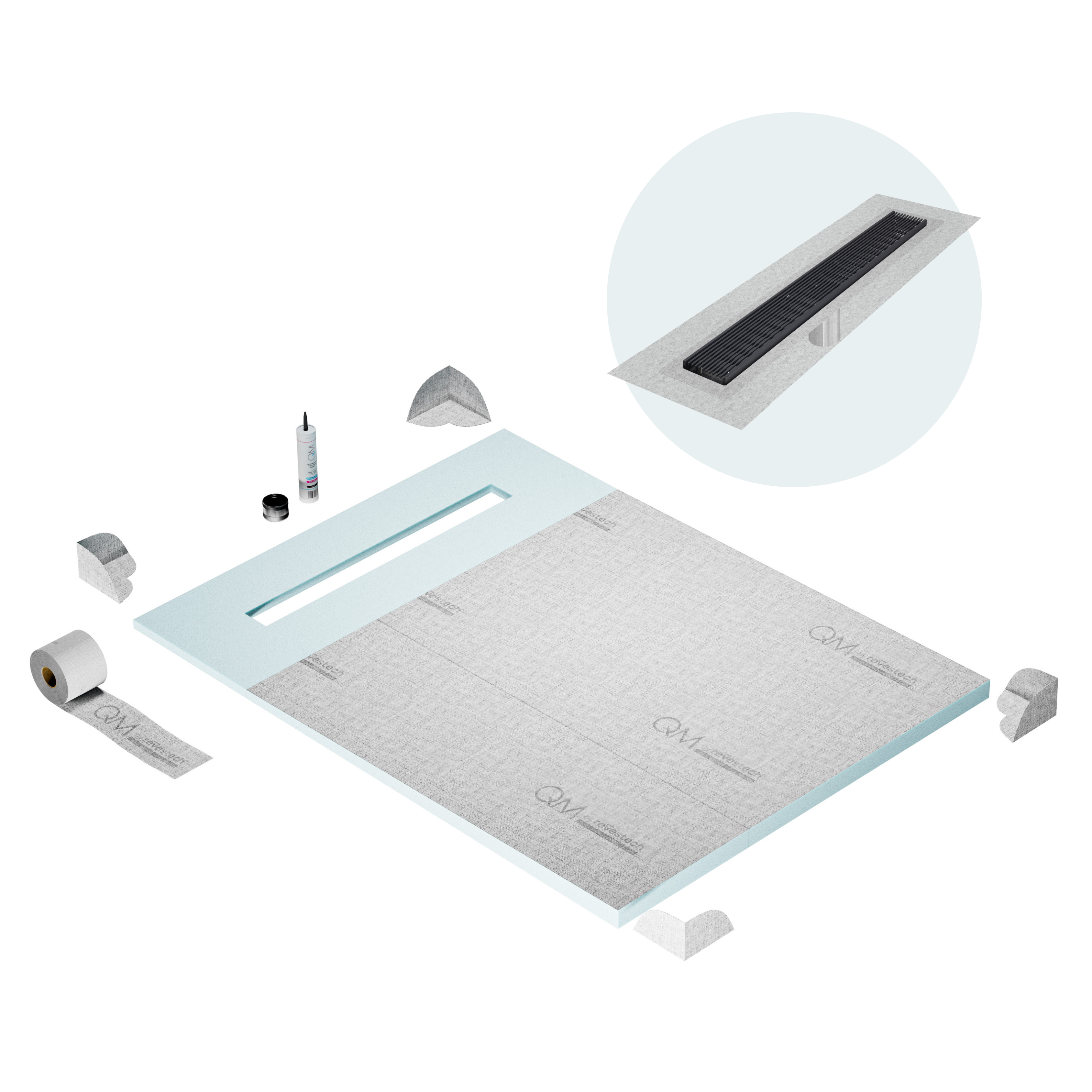 Curbless Wedgewire Shower Pan Kit Linear drain