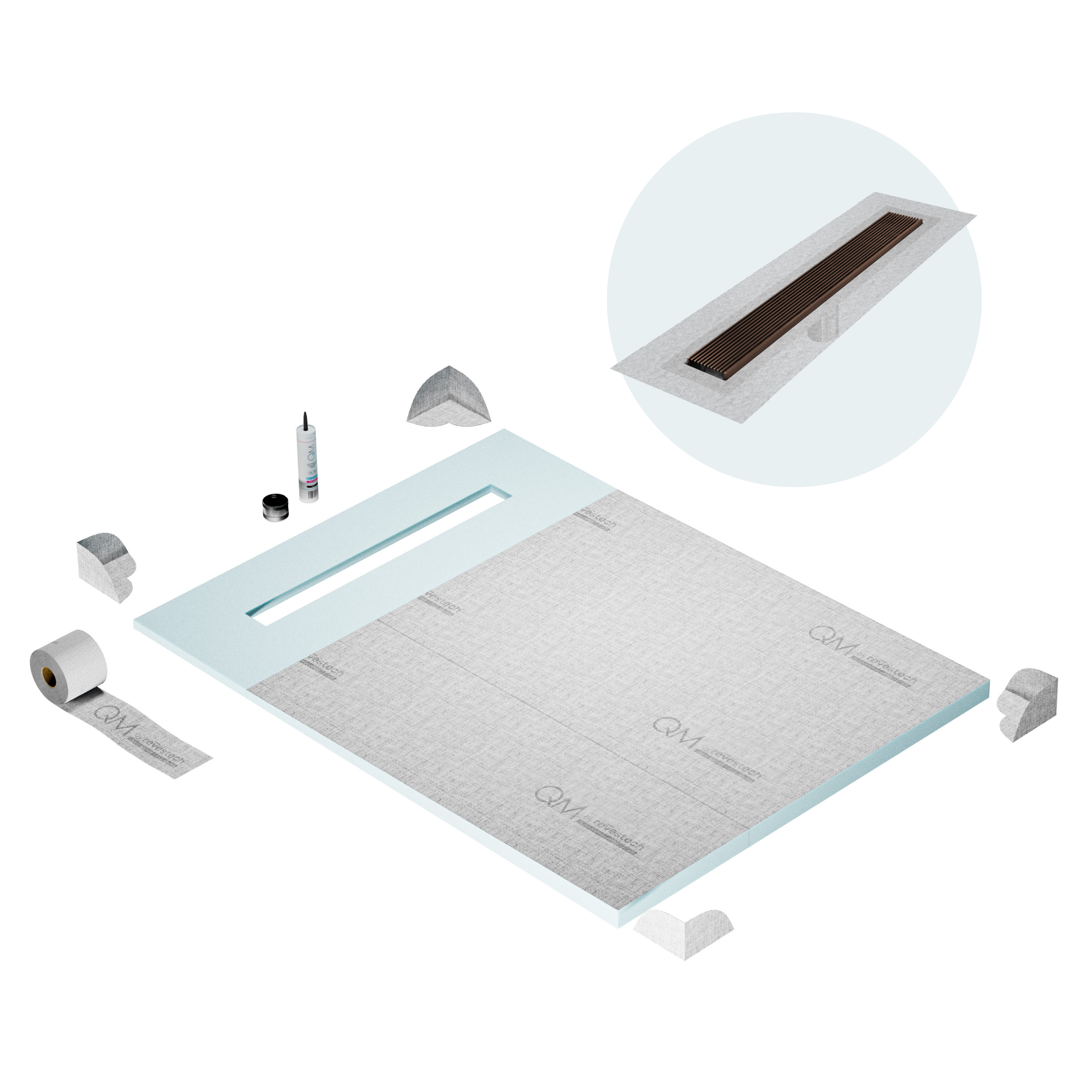 Curbless Wedgewire Shower Pan Kit Linear drain