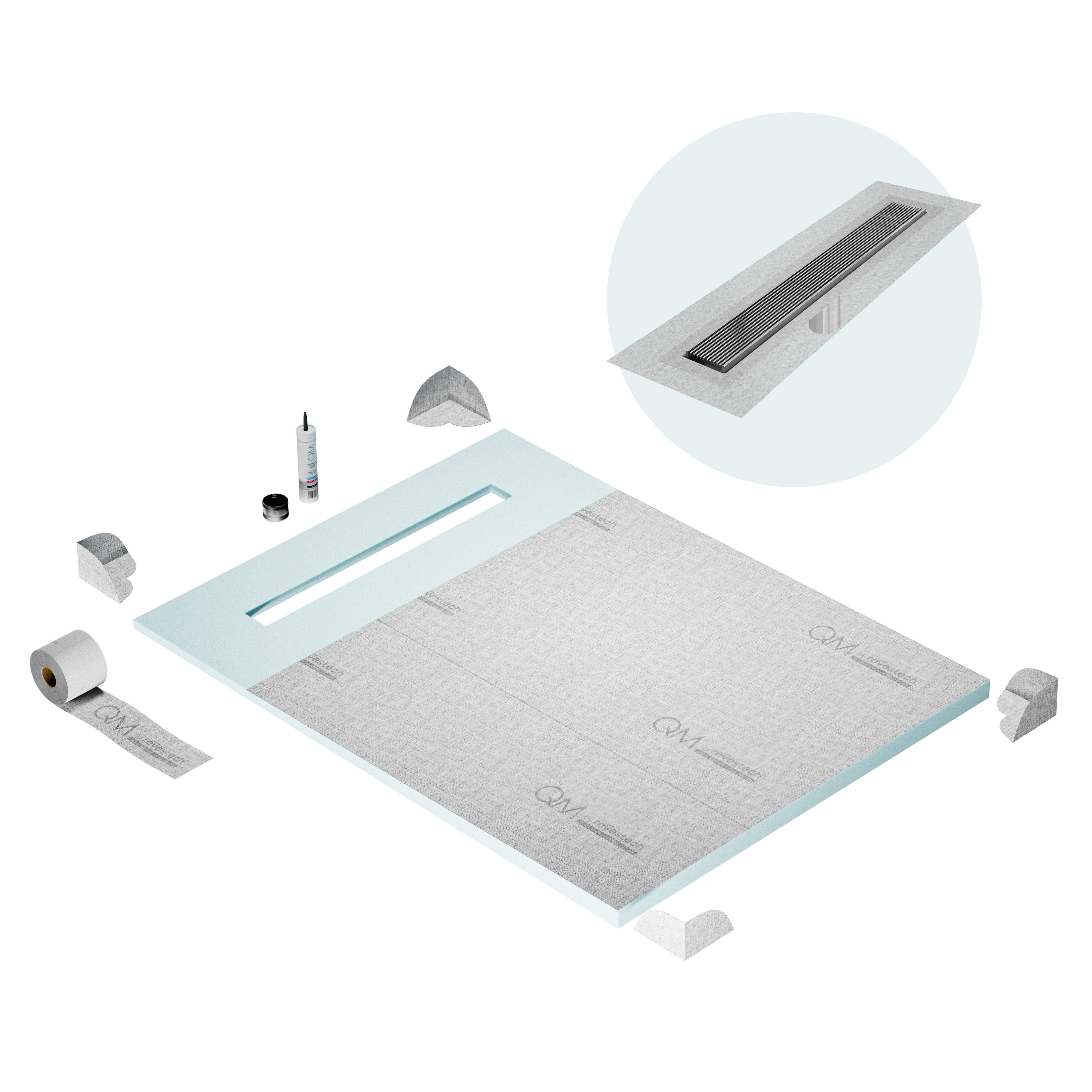 Curbless Wedgewire Shower Pan Kit Linear drain