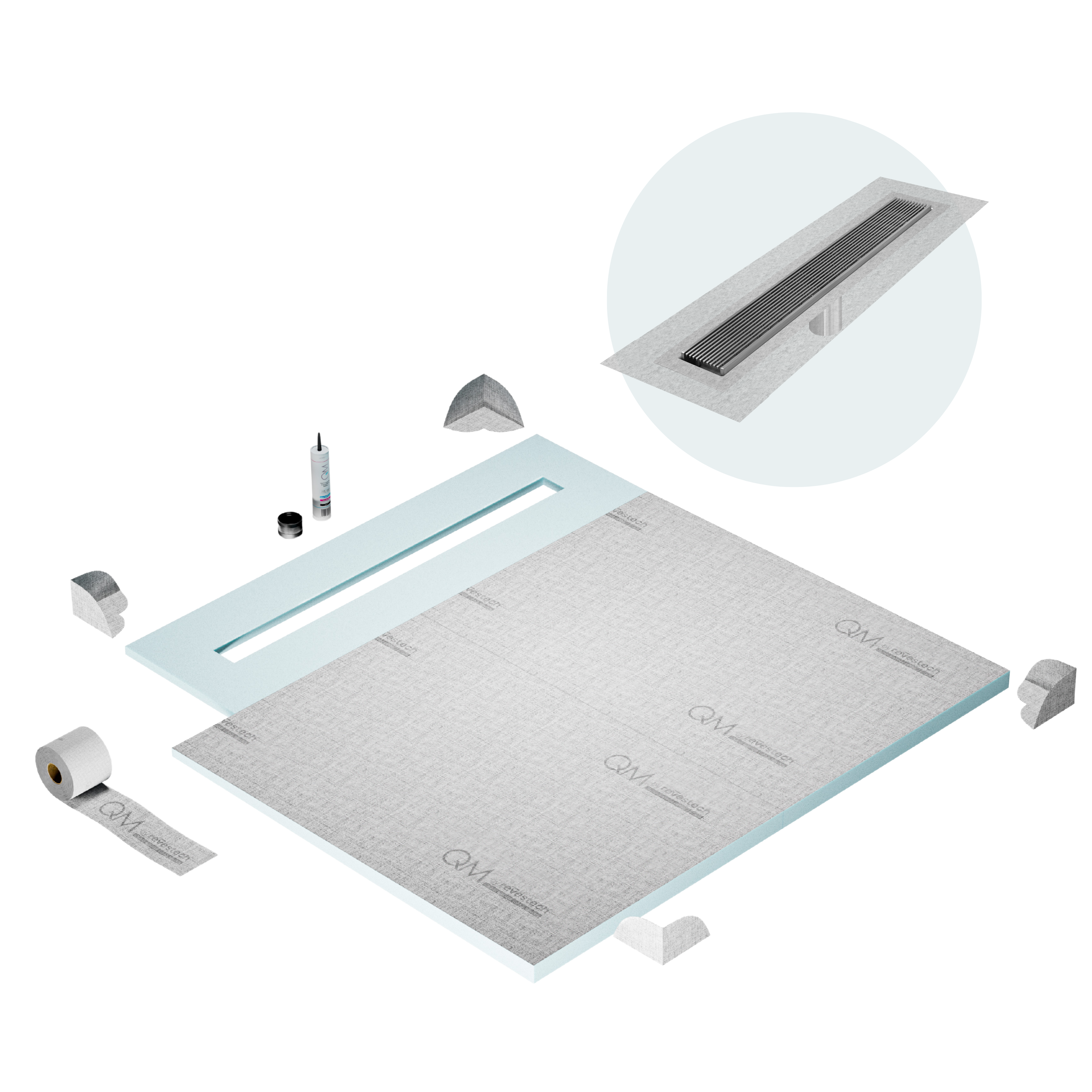 Curbless Wedgewire Shower Pan Kit Linear drain