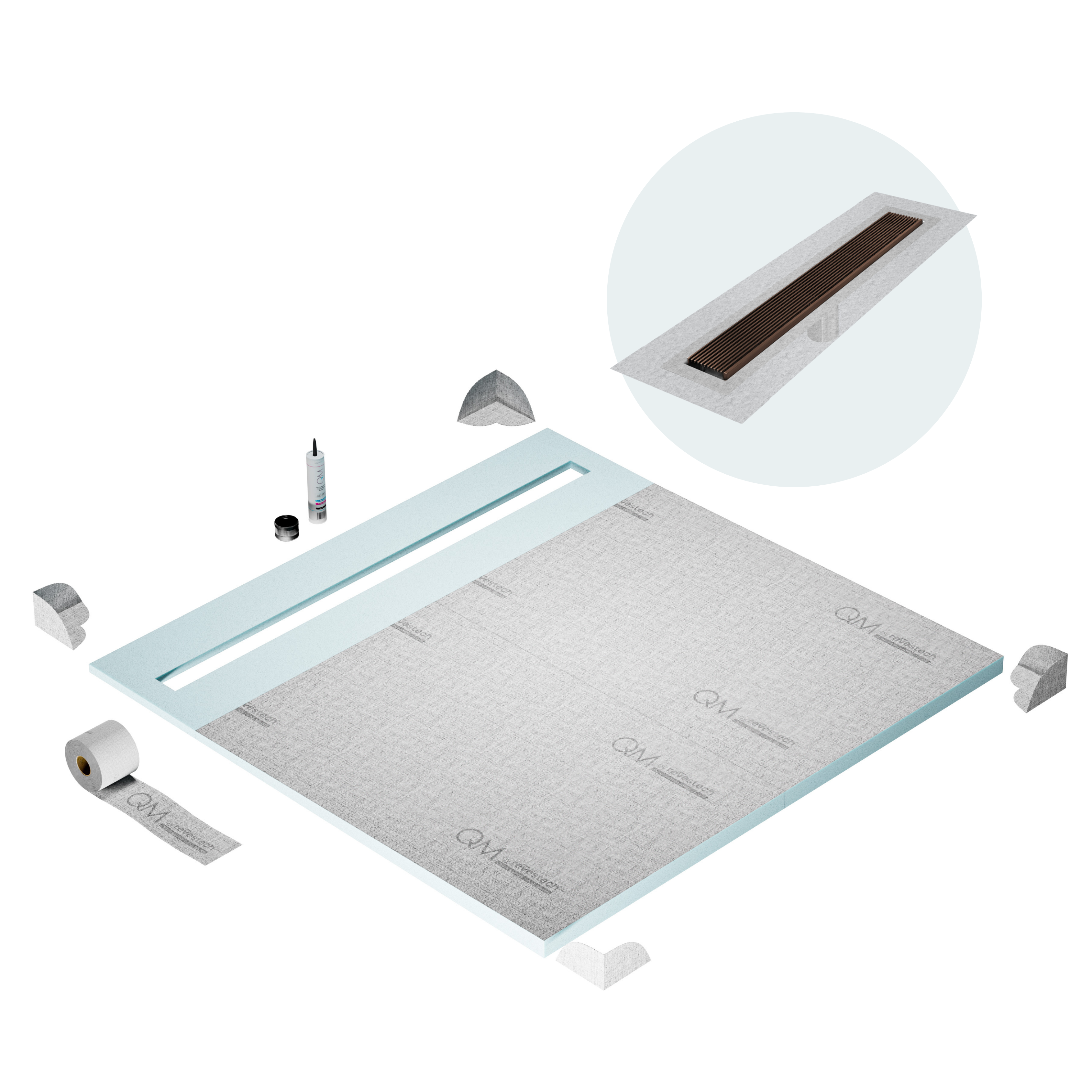 Curbless Wedgewire Shower Pan Kit Linear drain