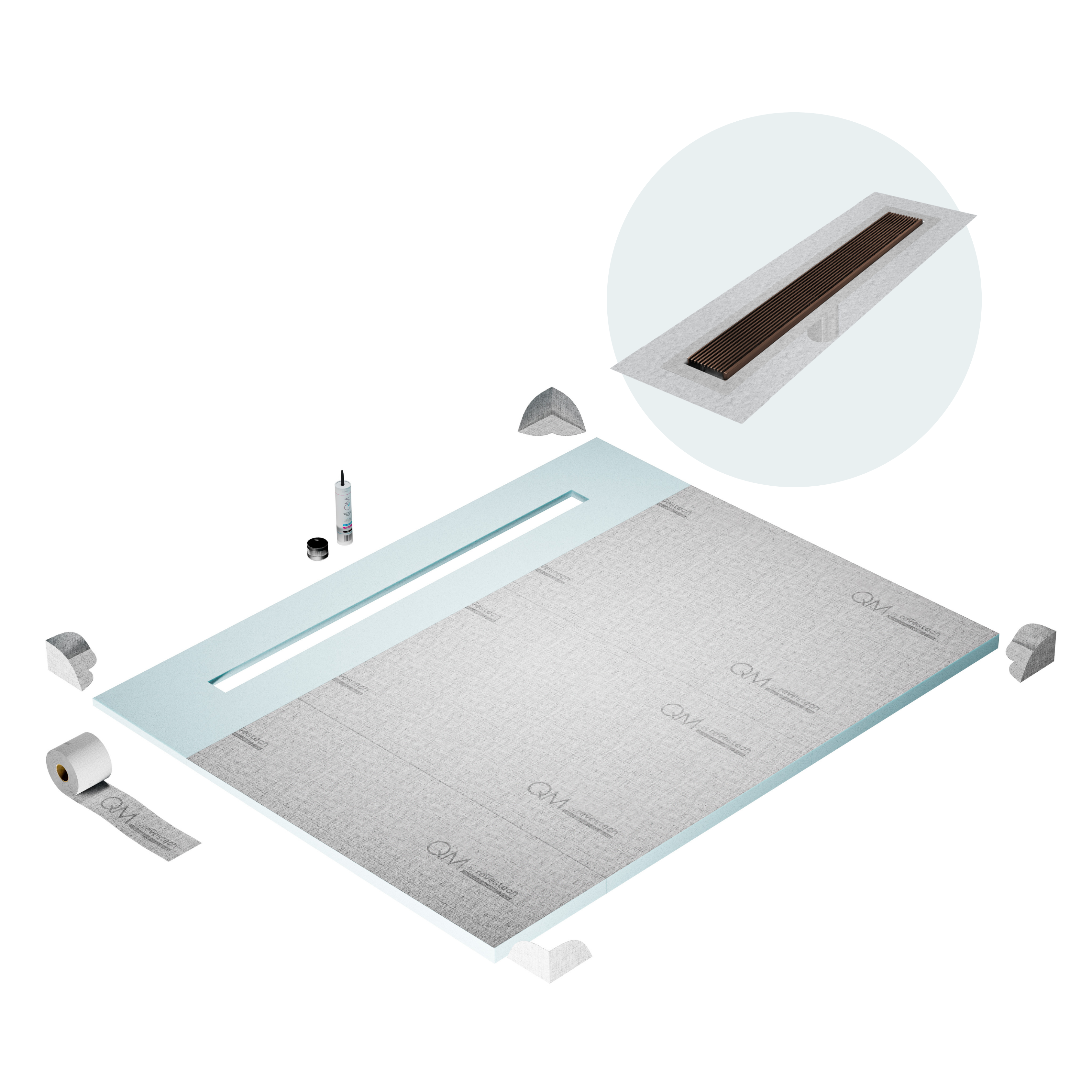 Curbless Wedgewire Shower Pan Kit Linear drain