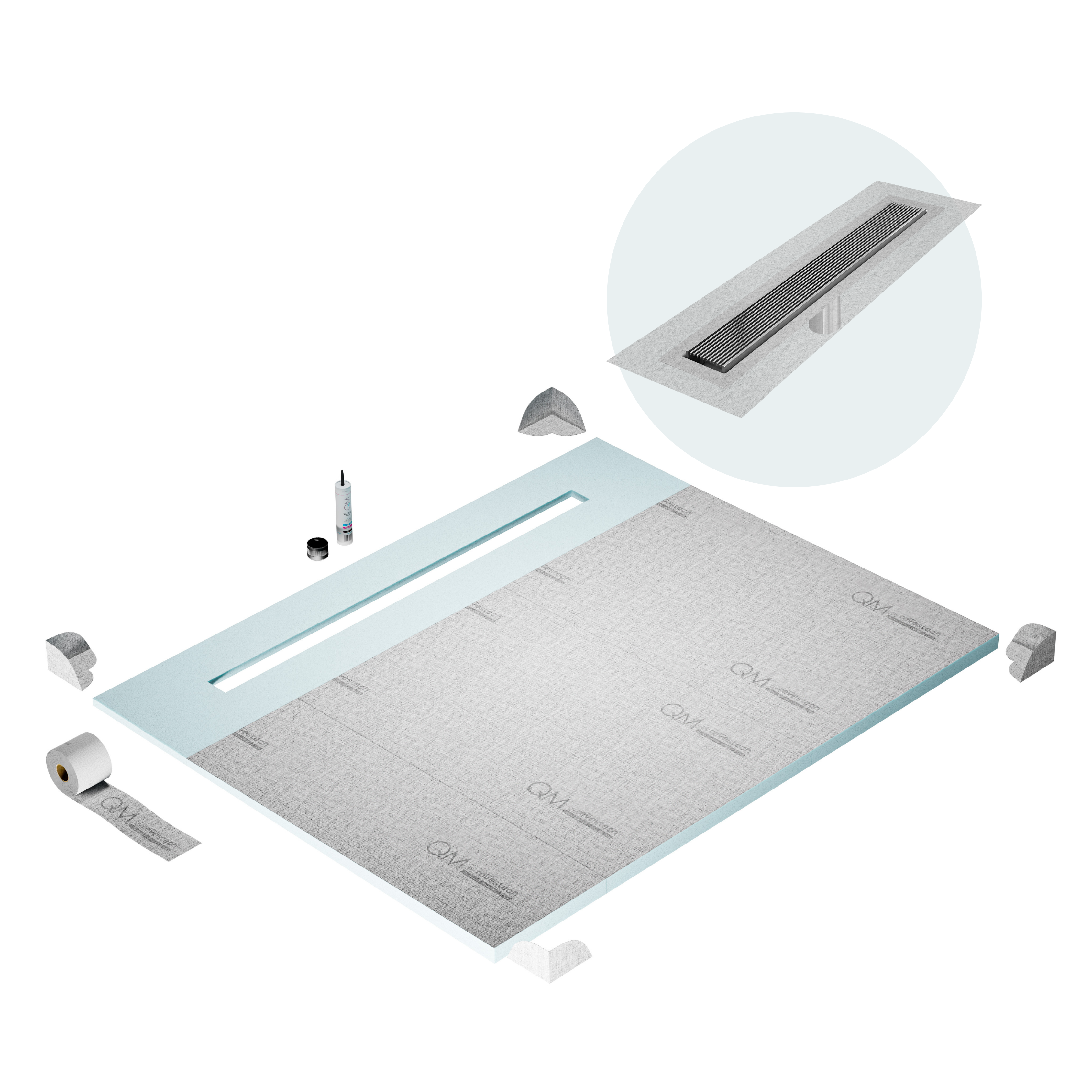 Curbless Wedgewire Shower Pan Kit Linear drain