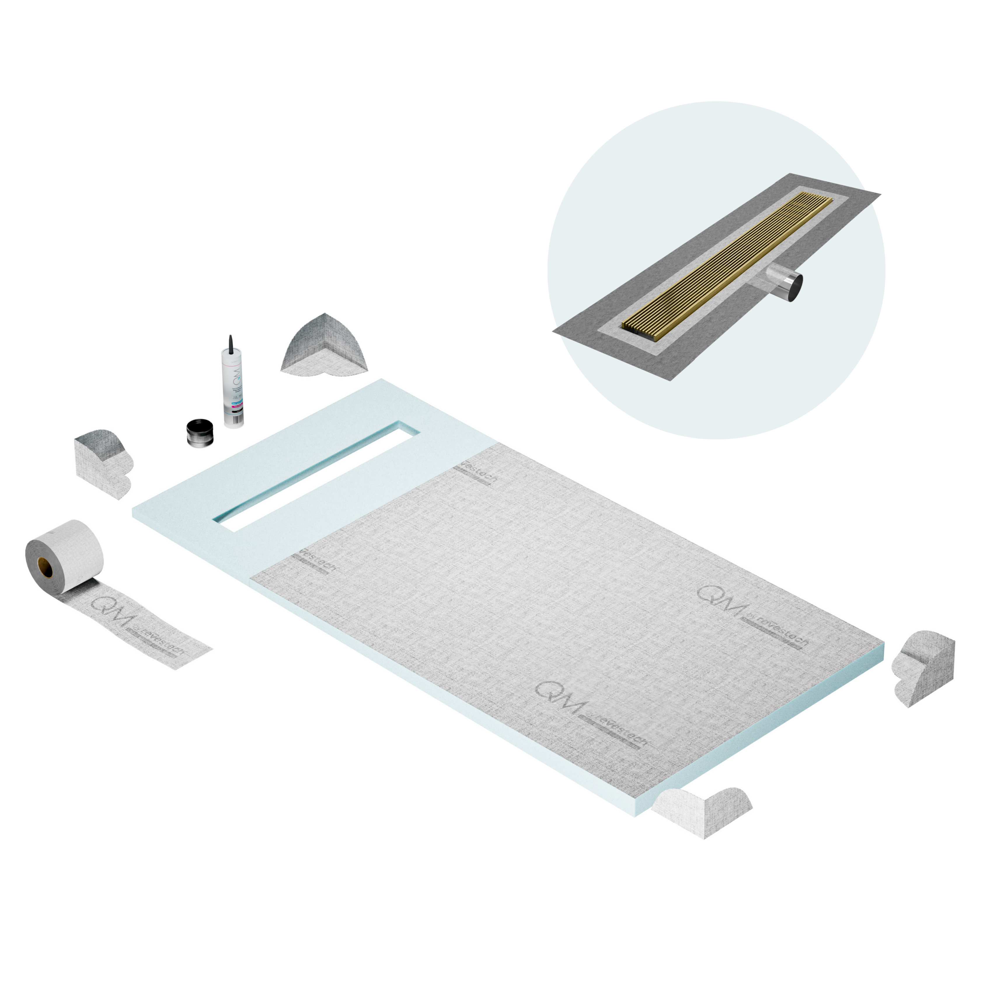 Curbless Wedgewire Shower Pan Kit Linear drain