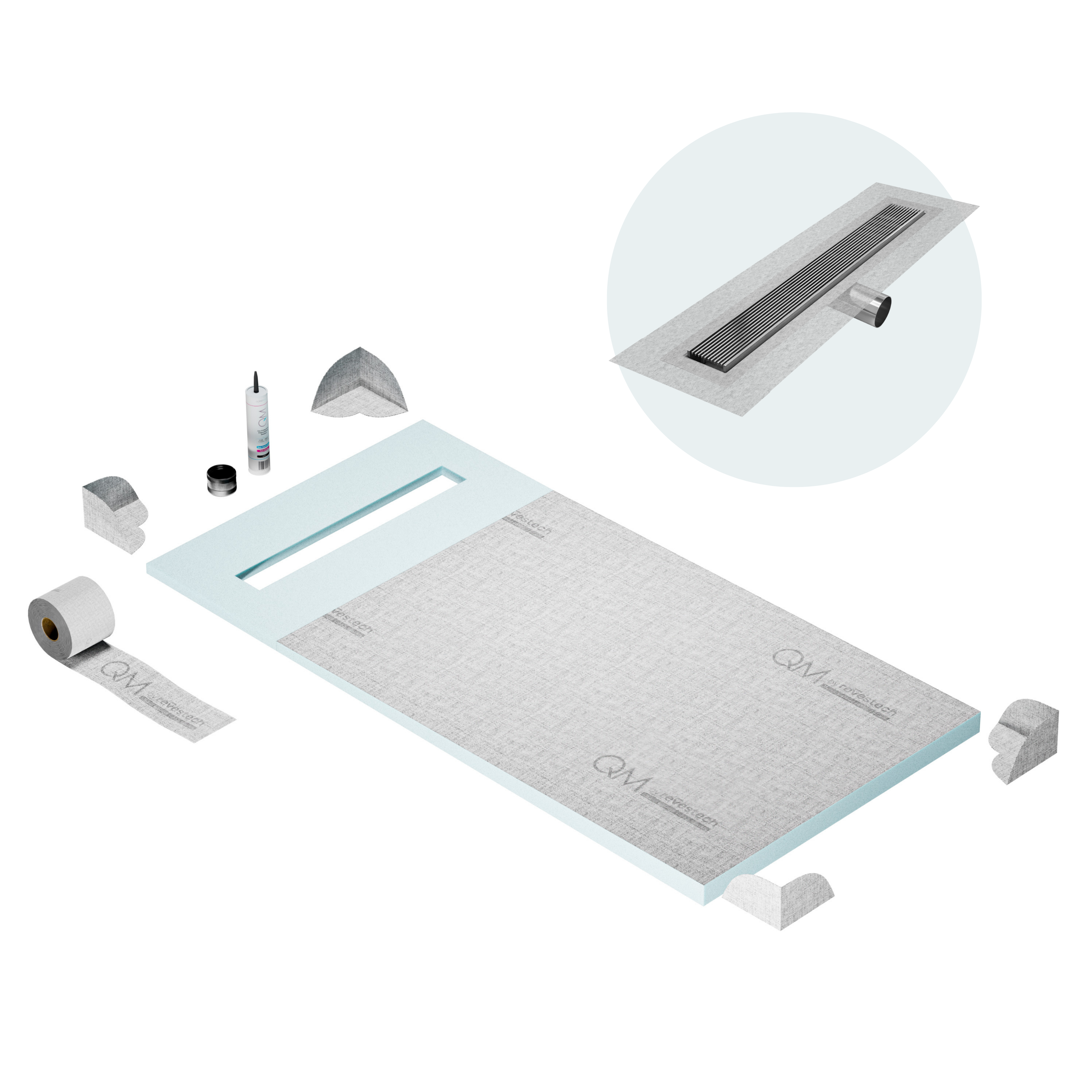 Curbless Wedgewire Shower Pan Kit Linear drain