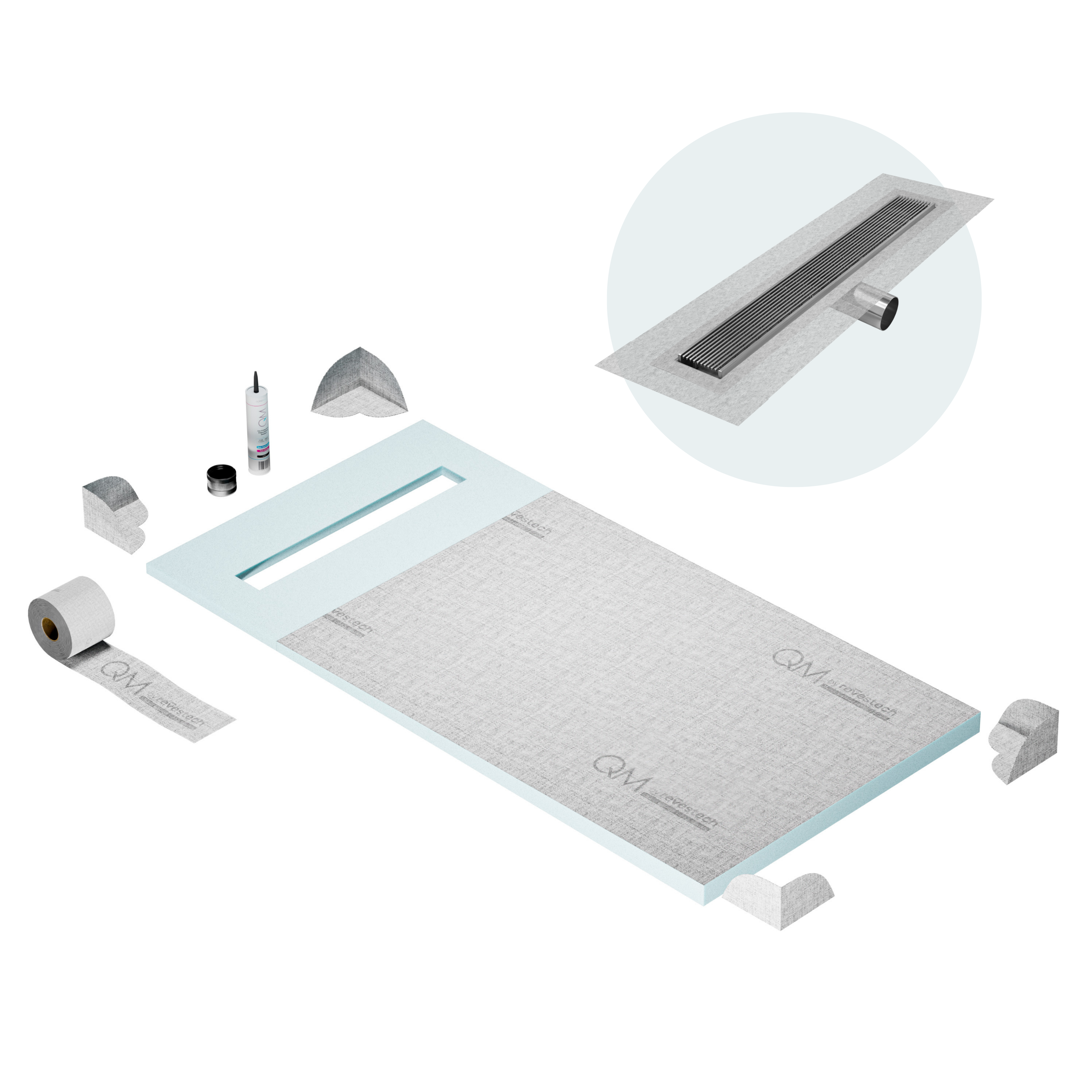 Curbless Wedgewire Shower Pan Kit Linear drain