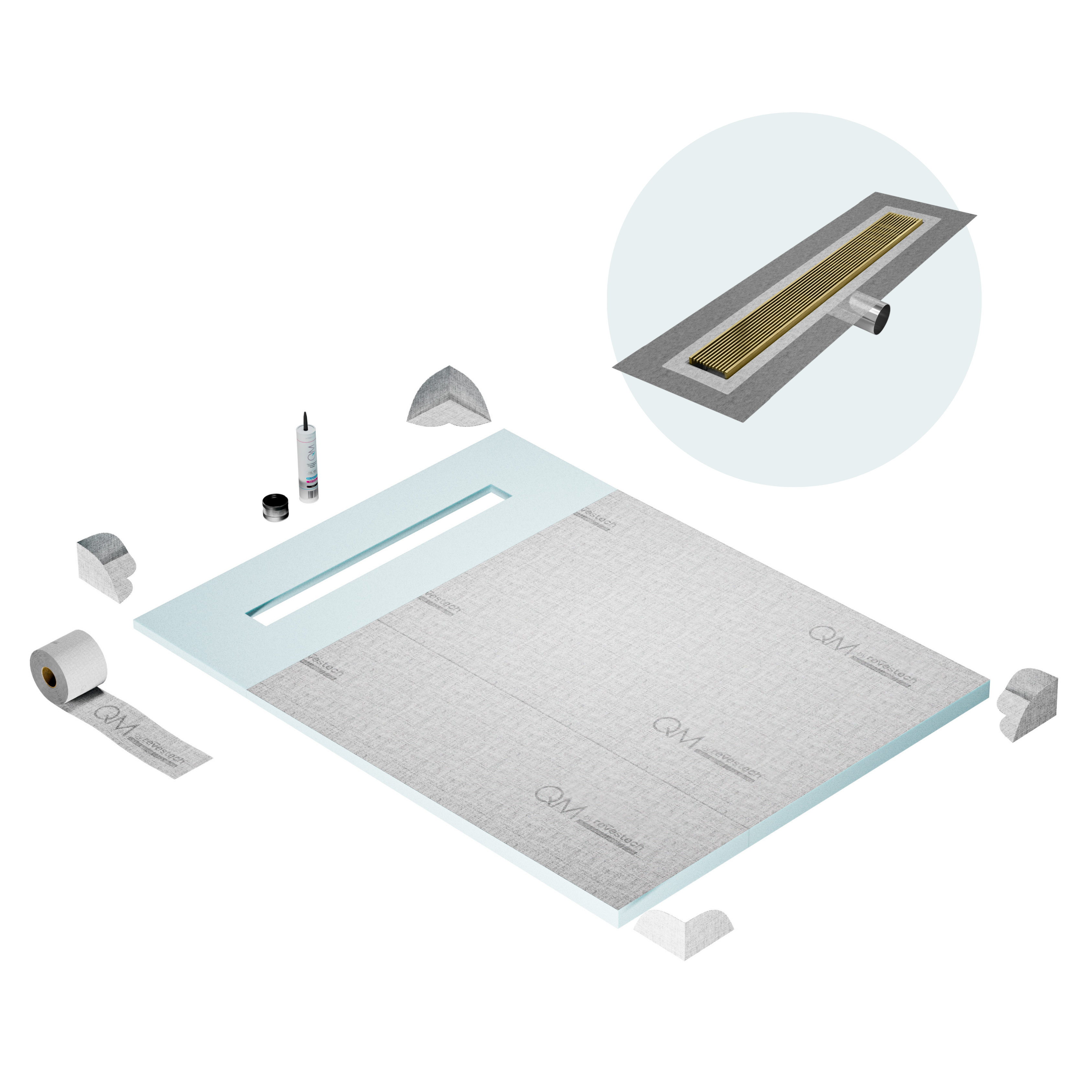 Curbless Wedgewire Shower Pan Kit Linear drain