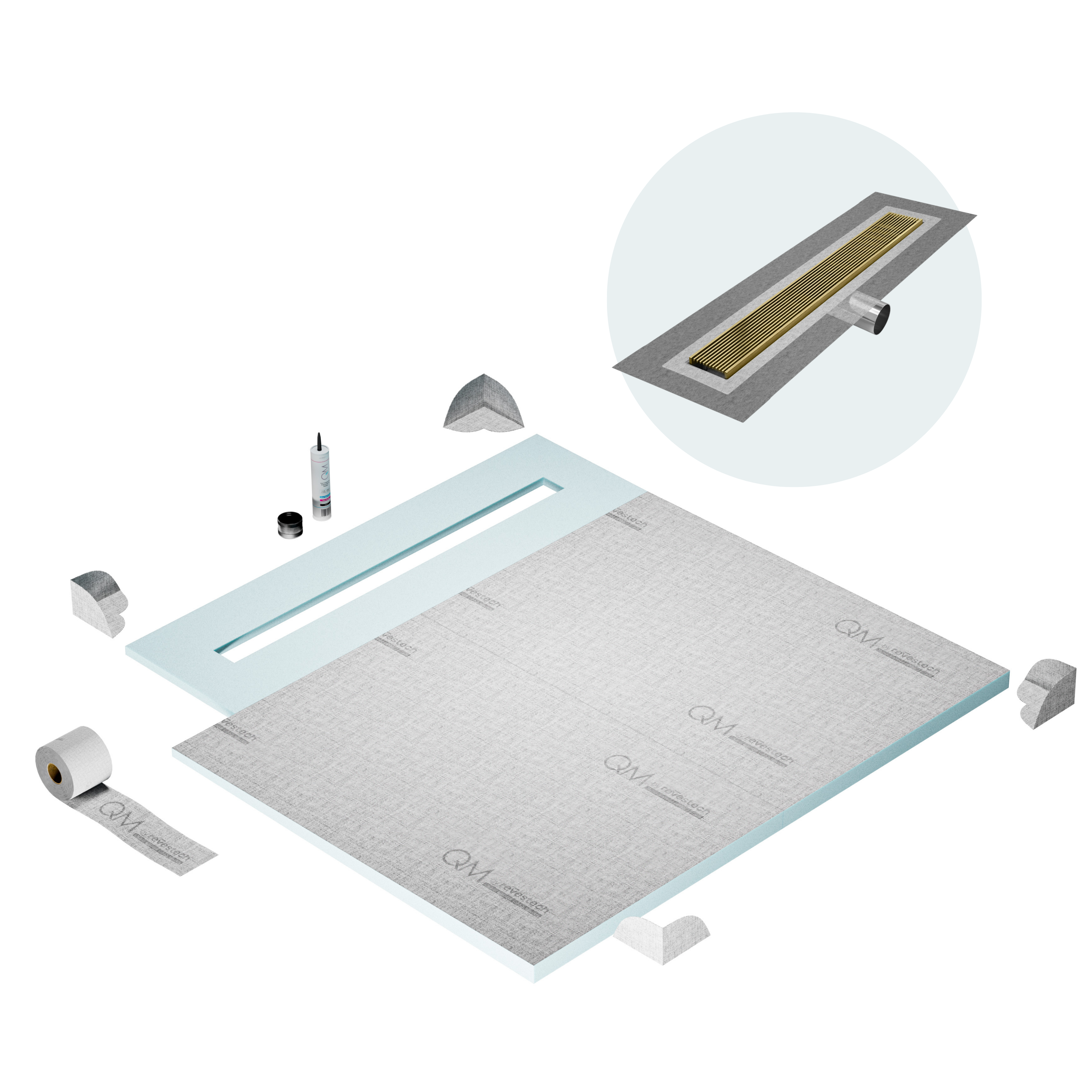Curbless Wedgewire Shower Pan Kit Linear drain