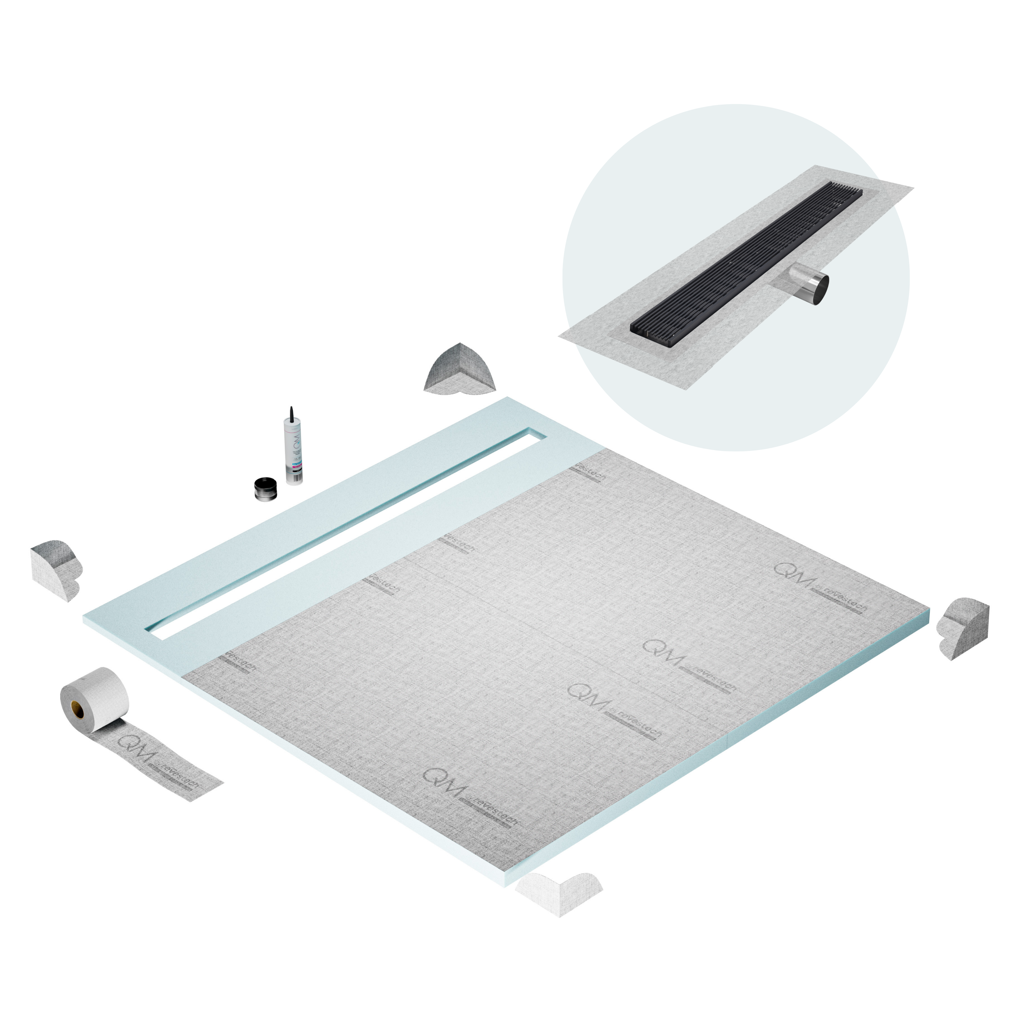 Curbless Wedgewire Shower Pan Kit Linear drain