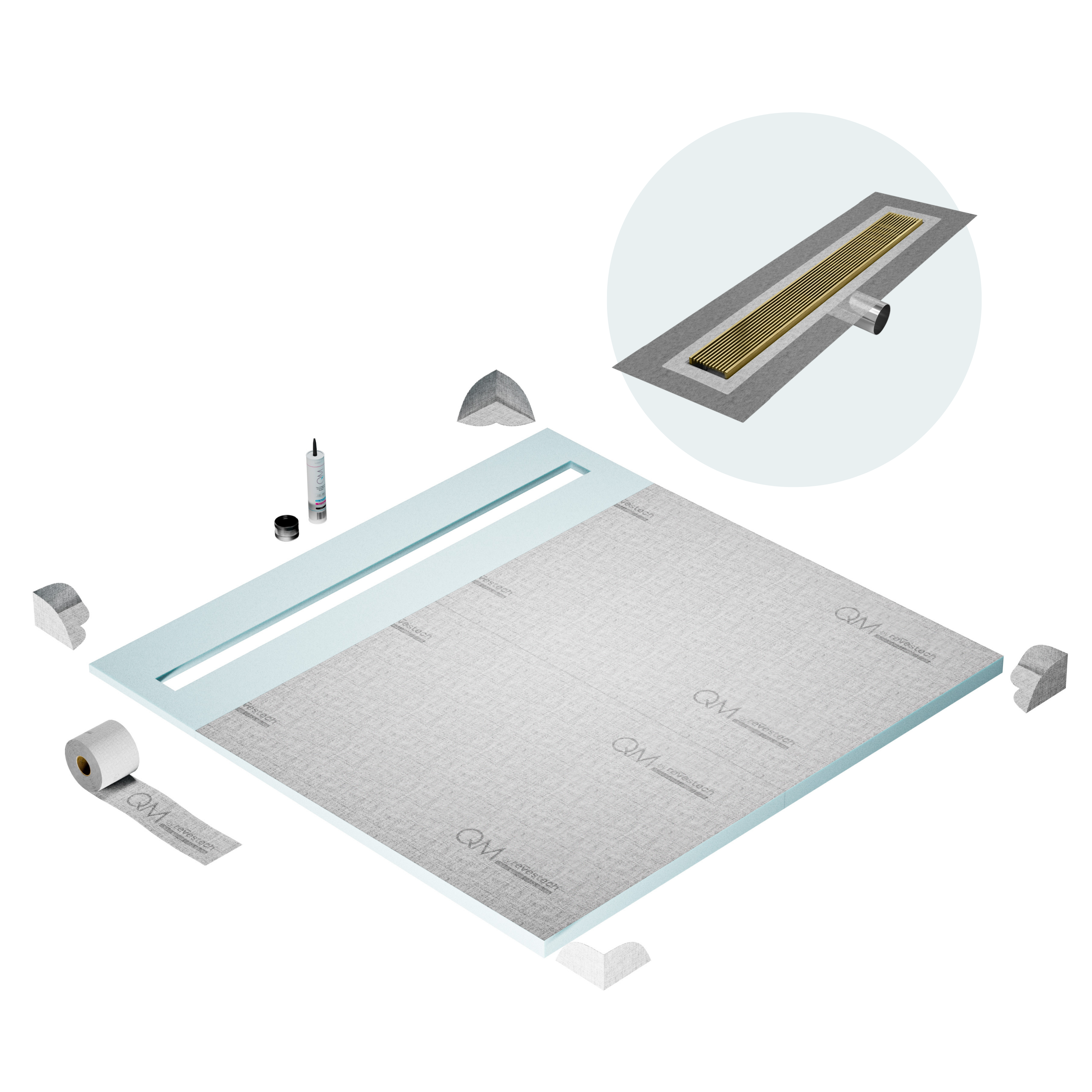 Curbless Wedgewire Shower Pan Kit Linear drain