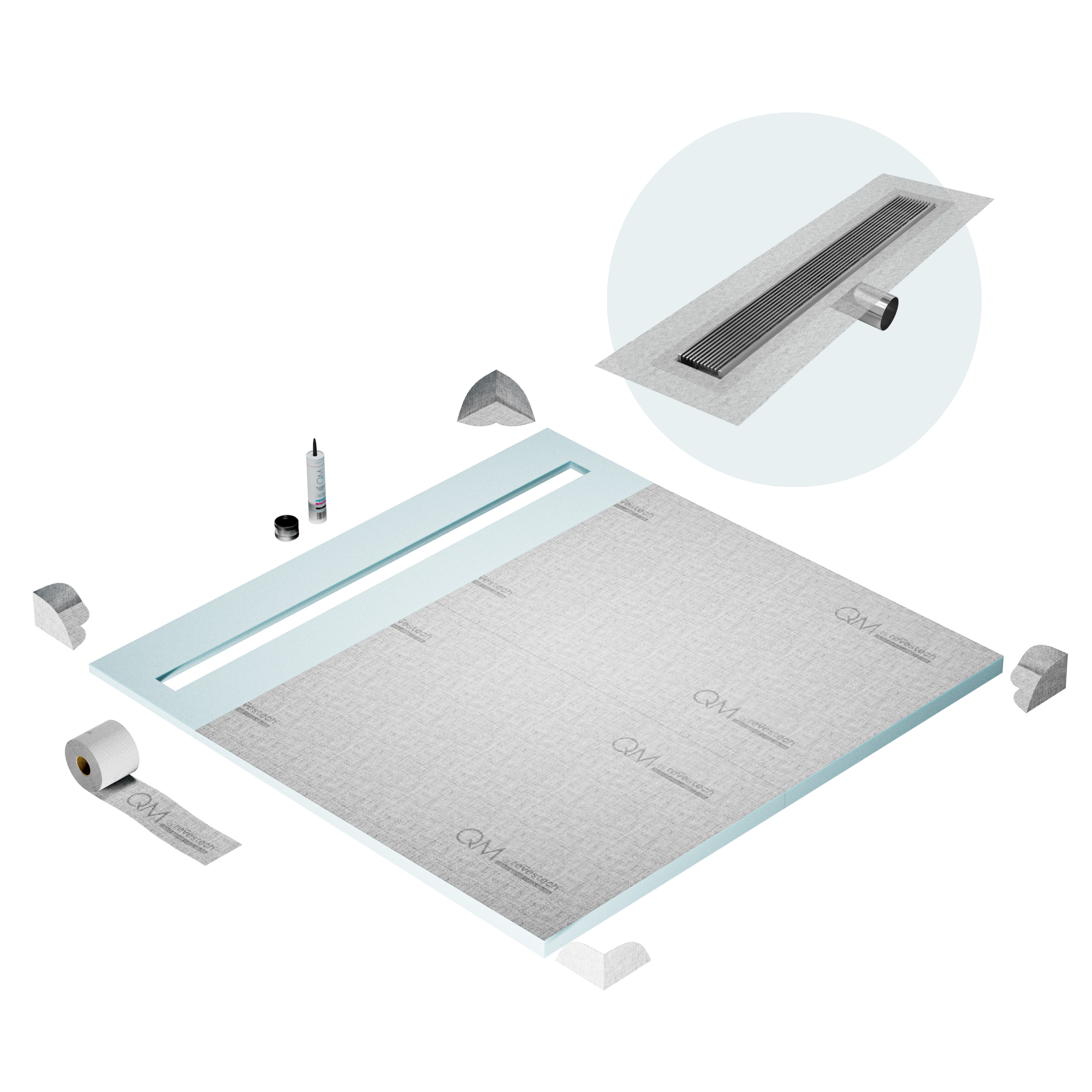 Curbless Wedgewire Shower Pan Kit Linear drain