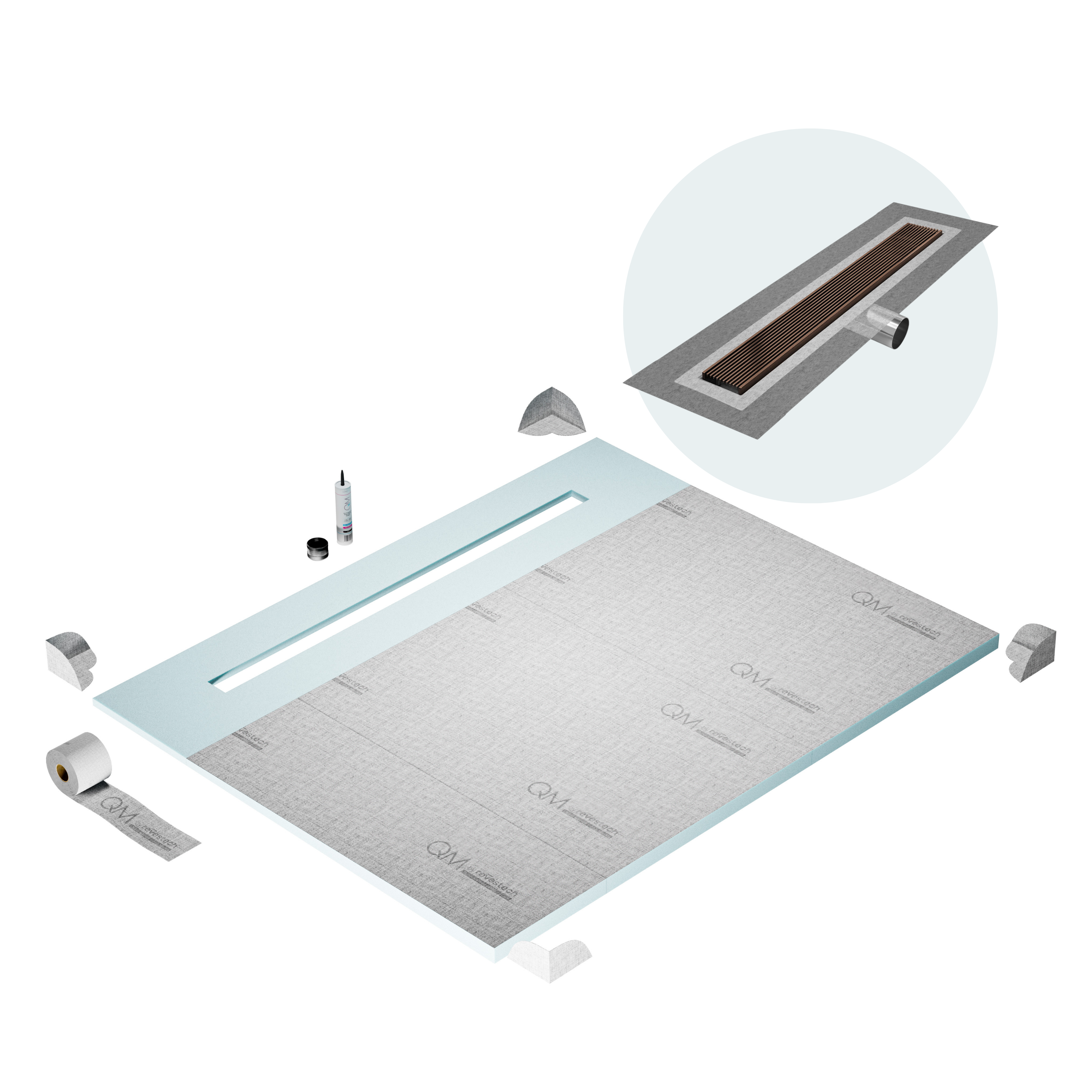 Curbless Wedgewire Shower Pan Kit Linear drain