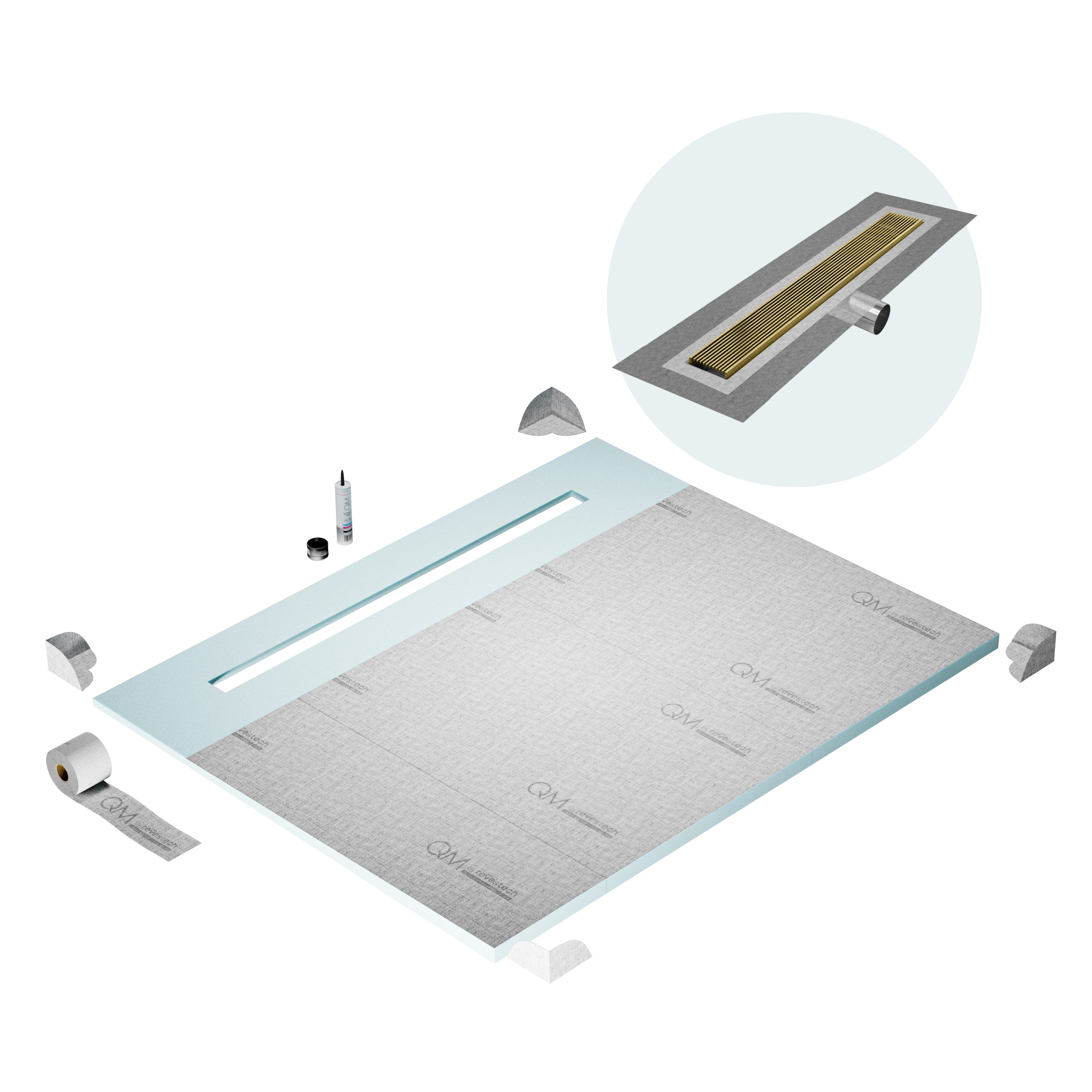 Curbless Wedgewire Shower Pan Kit Linear drain